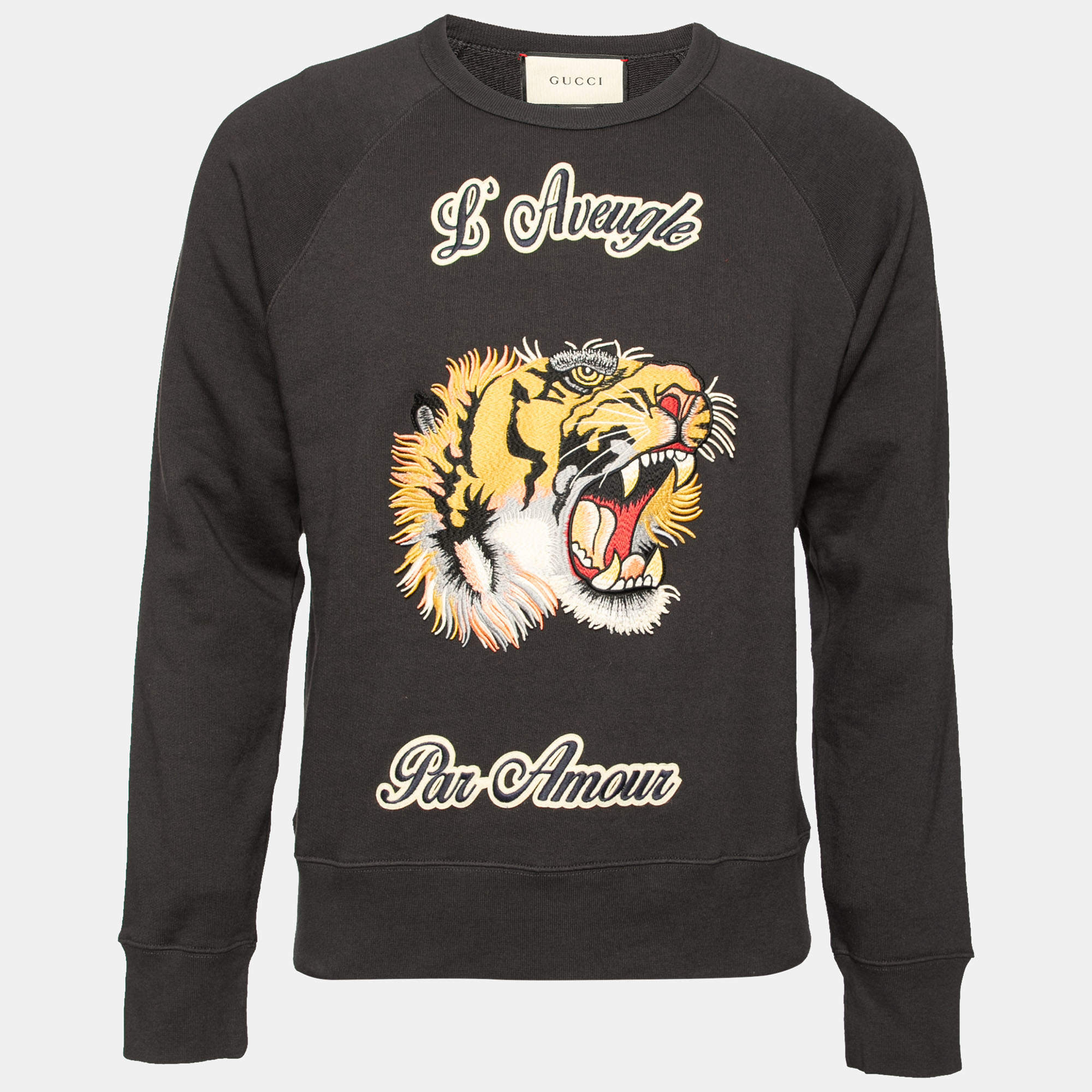 Gucci Charcoal Grey Terry Knit L'Aveugle Par Amour Sweatshirt S