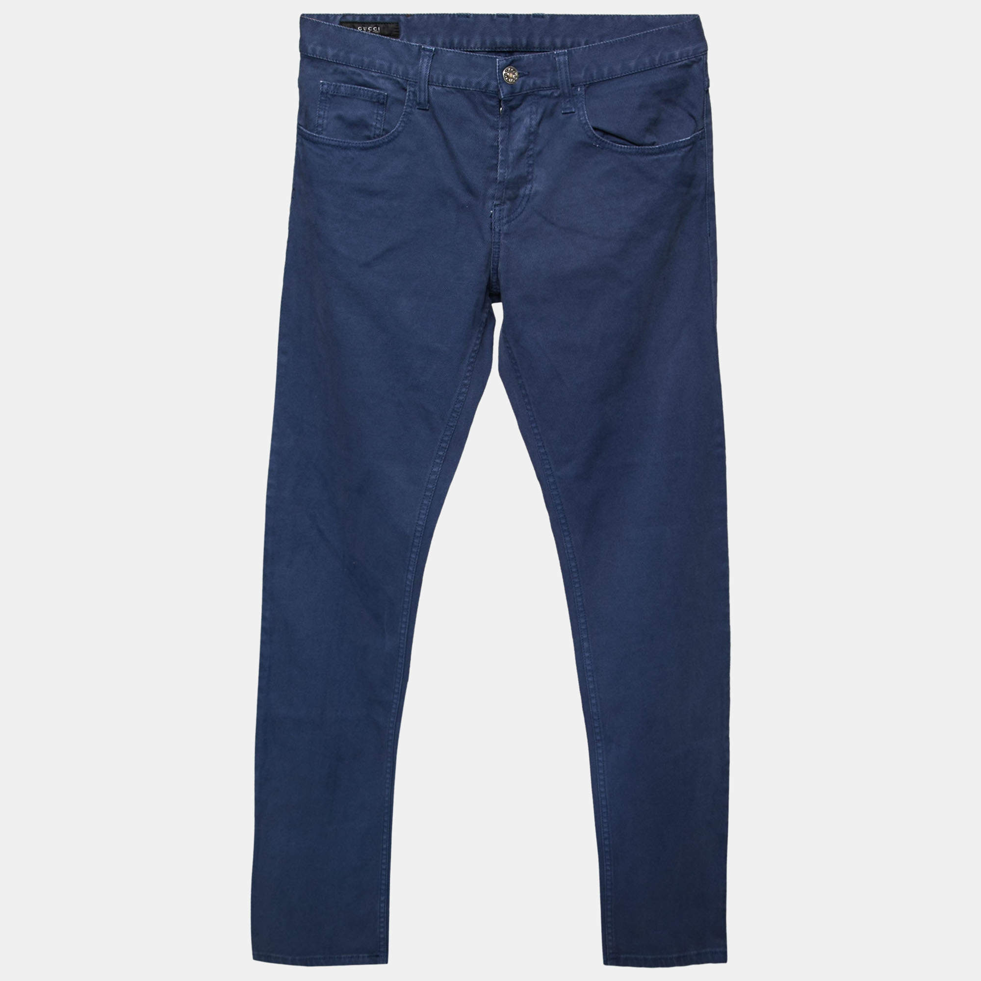 Pre Owned Gucci Blue Denim Skinny Fit Jeans S Waist: 32"