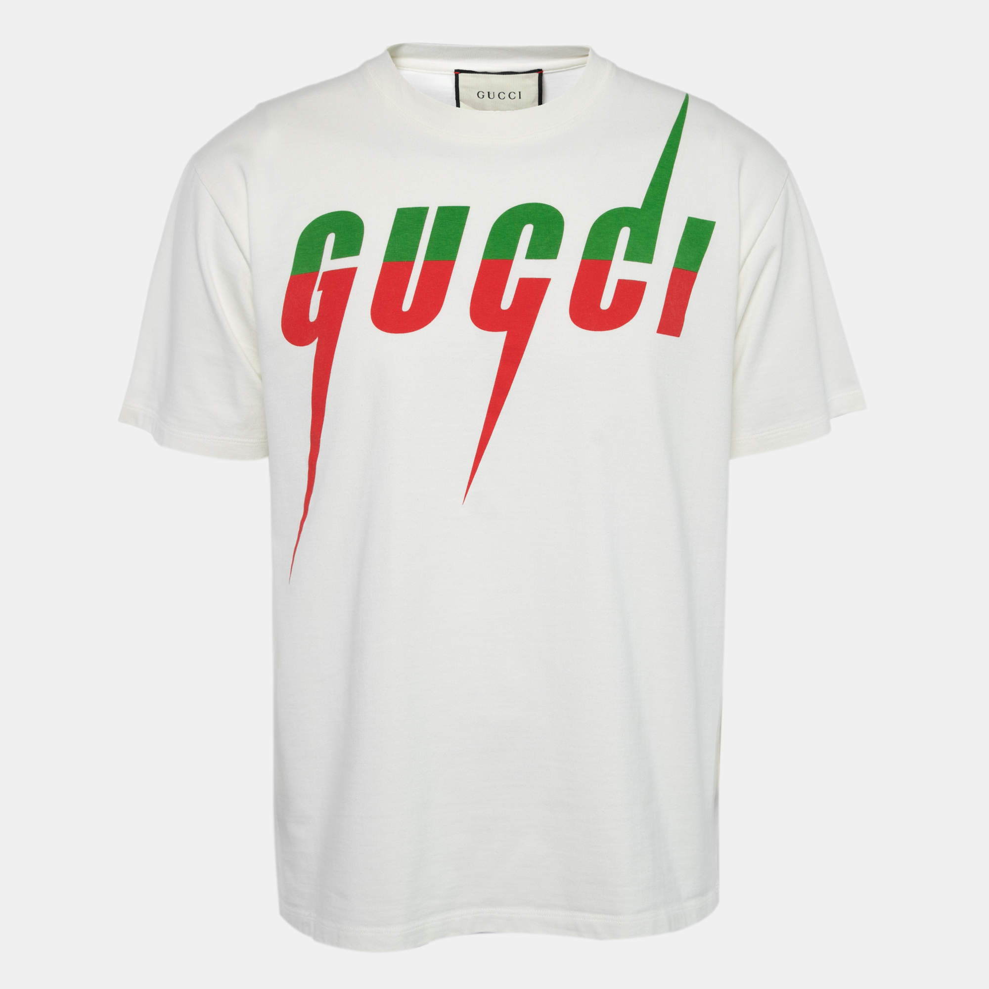 Gucci White Blade Print Cotton Crewneck T-Shirt M