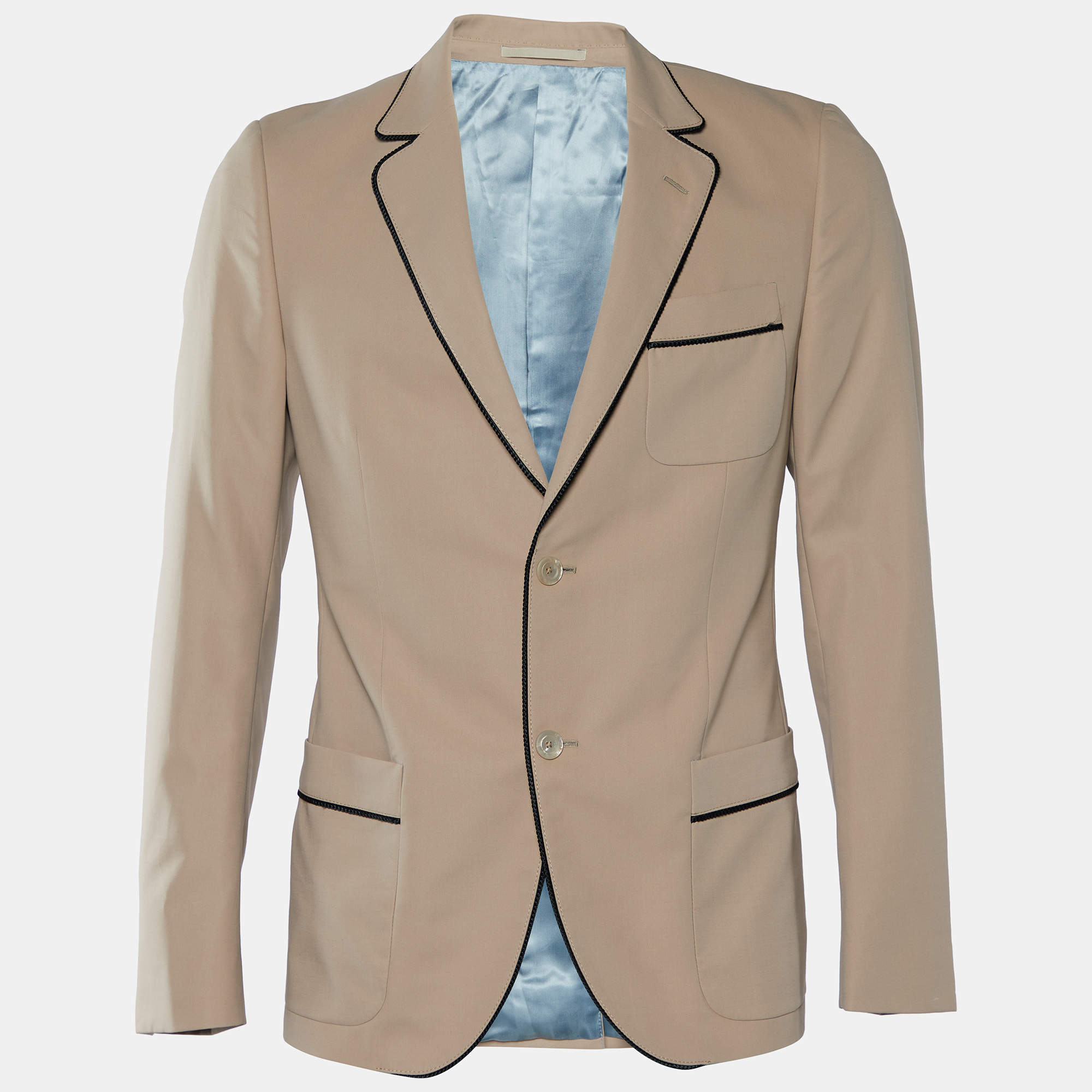 Pre Owned Gucci Salmon Pink Cotton Contrast Detail Button Front Jacket M