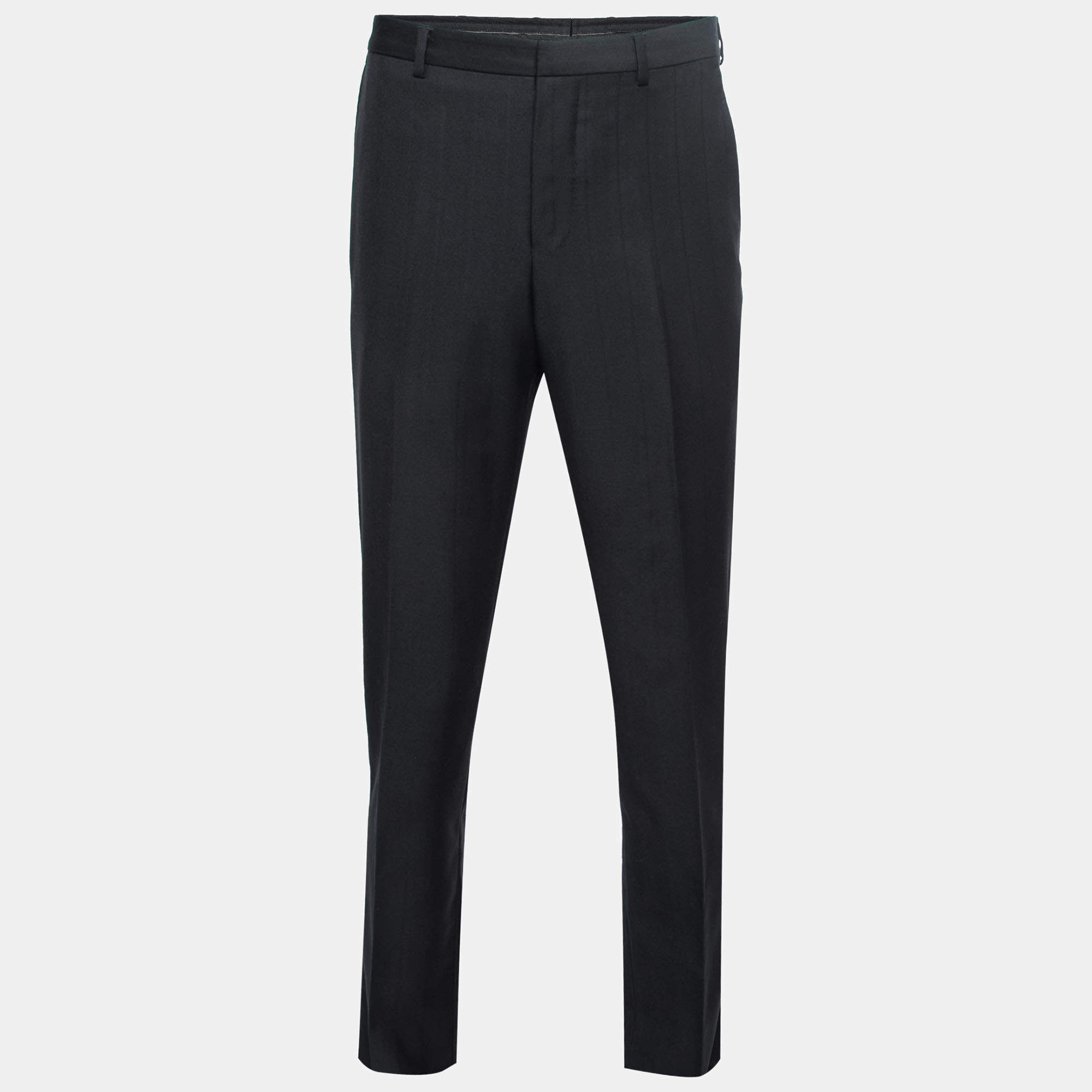 Pre Owned Gucci Black Wool Crepe Trousers L