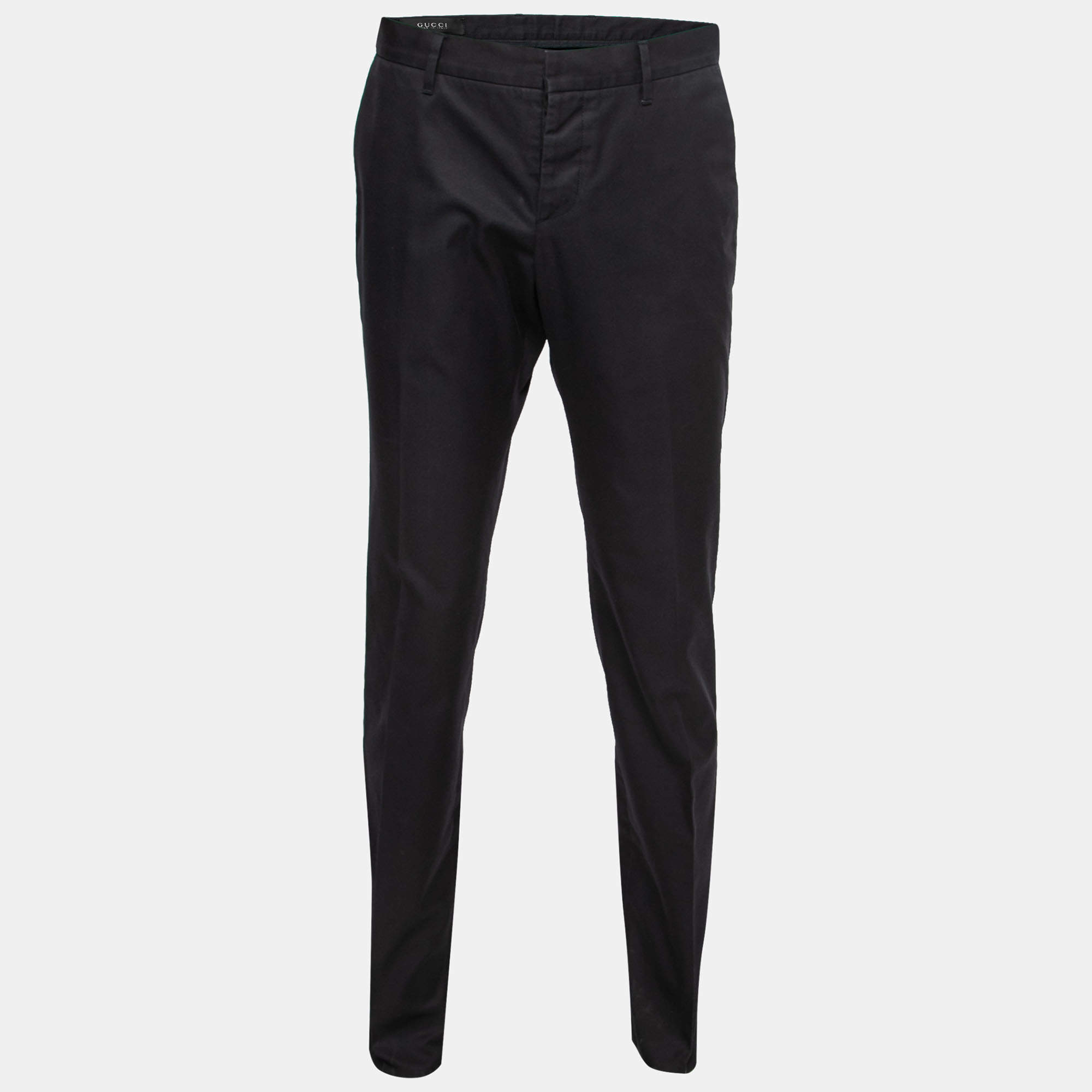 Gucci Navy Blue Cotton Skinny Fit Trousers XL