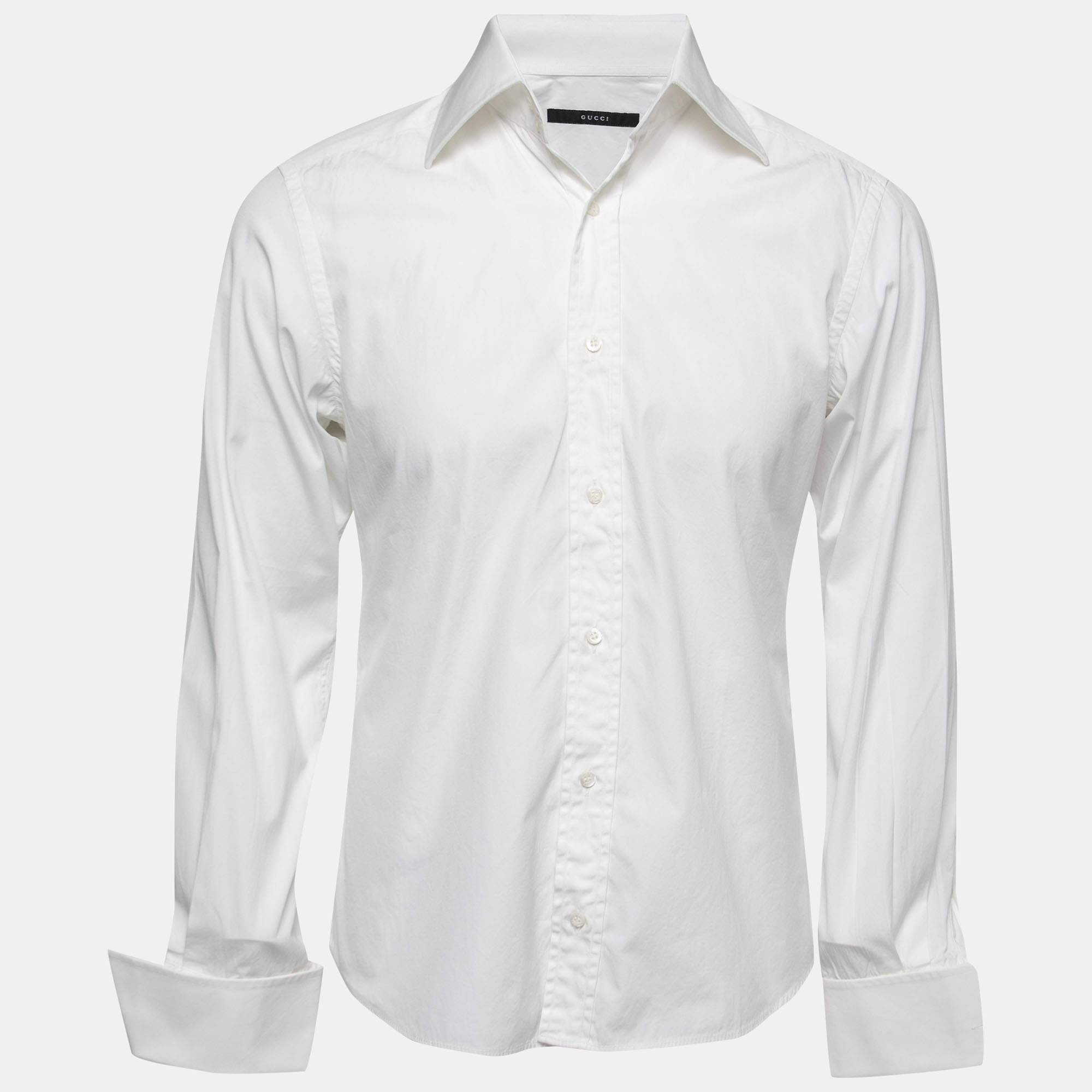 Gucci White Poplin Button Front Shirt M