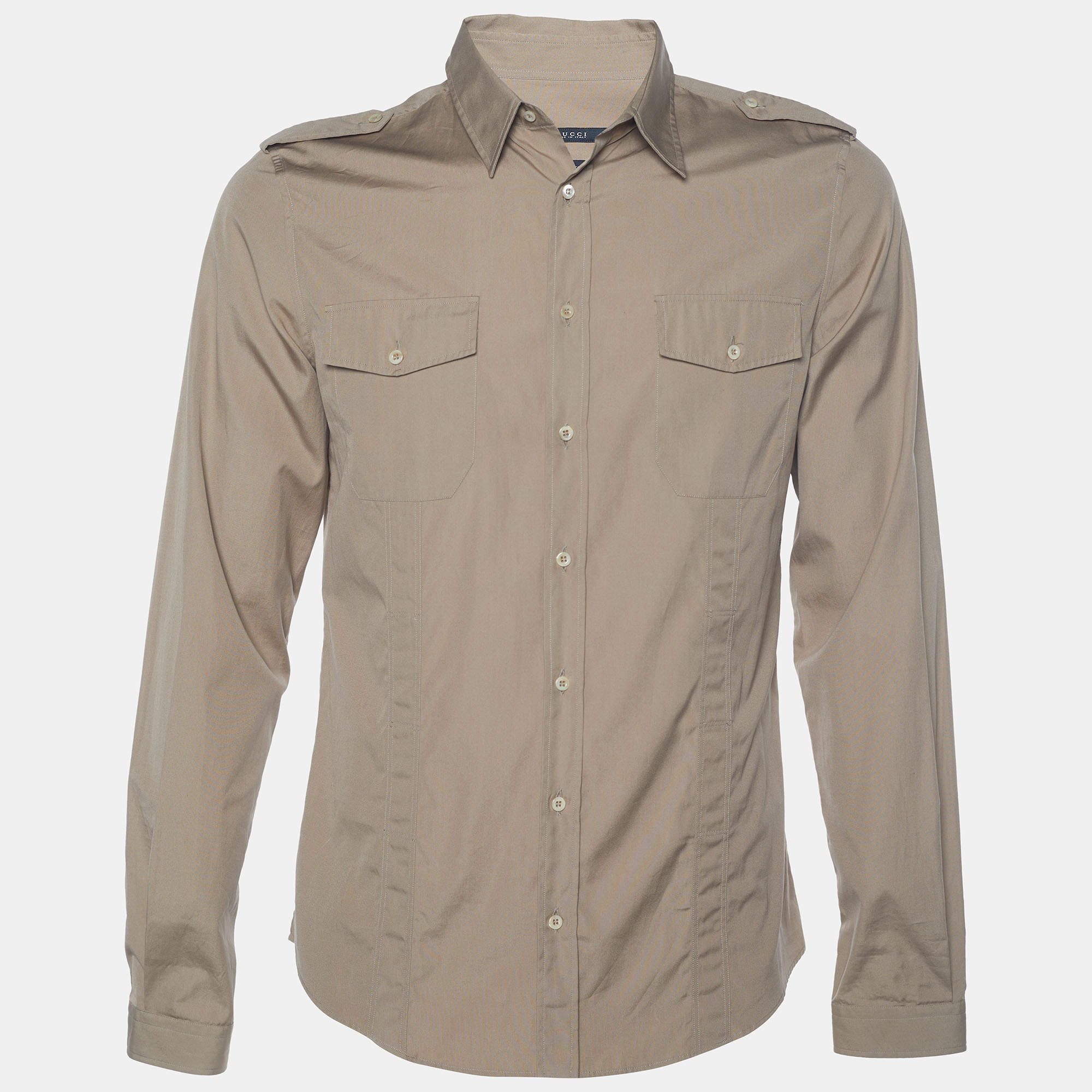 Gucci Light Brown Cotton Duke Fit Shirt L Gucci | TLC