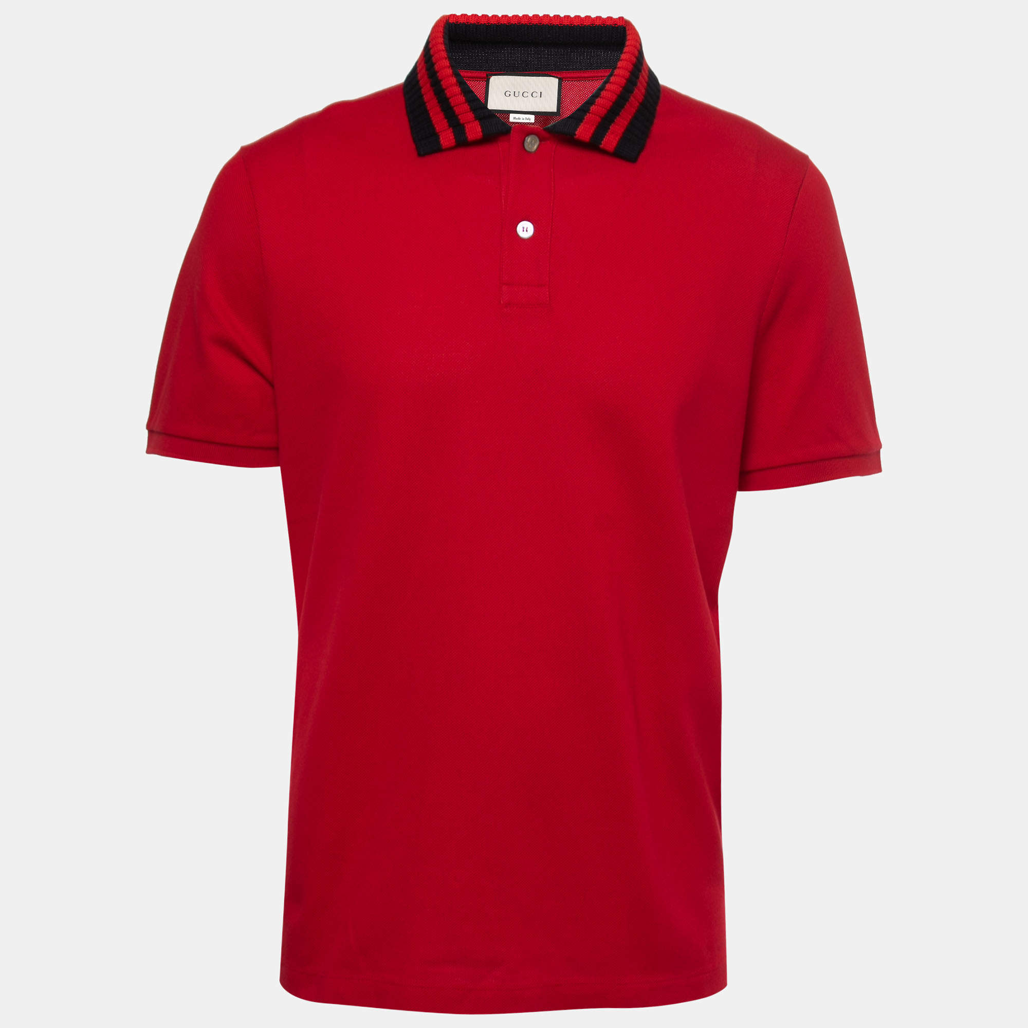 Pre Owned Gucci Red Cotton Pique Polo T-Shirt XL