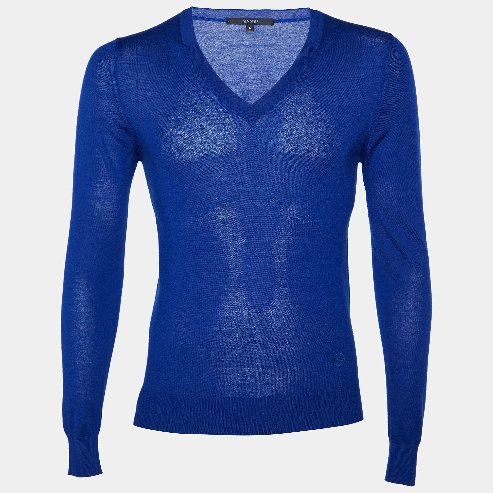 Gucci Blue Cashmere V-Neck Cardigan S