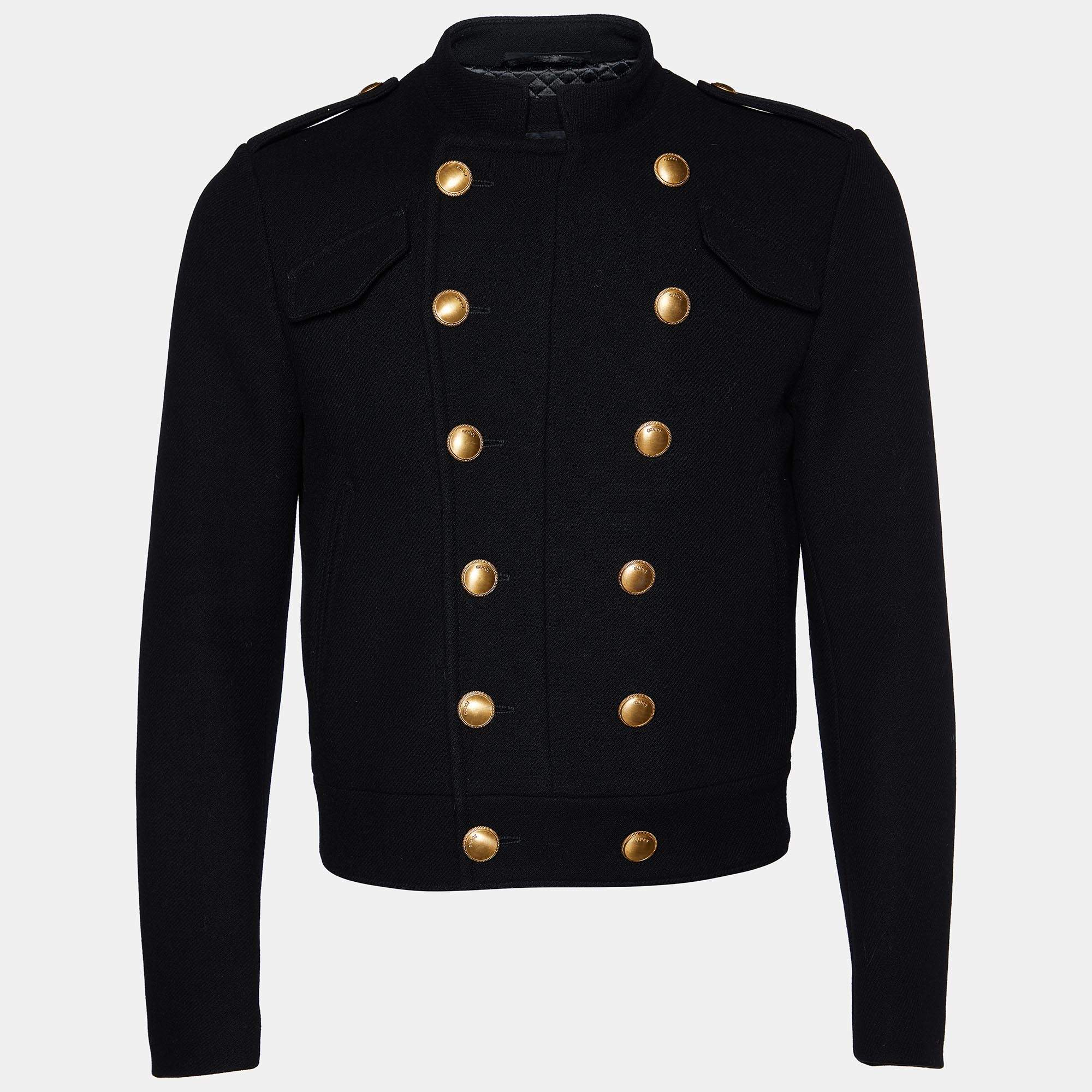Gucci Black Wool Double Breasted Jacket S