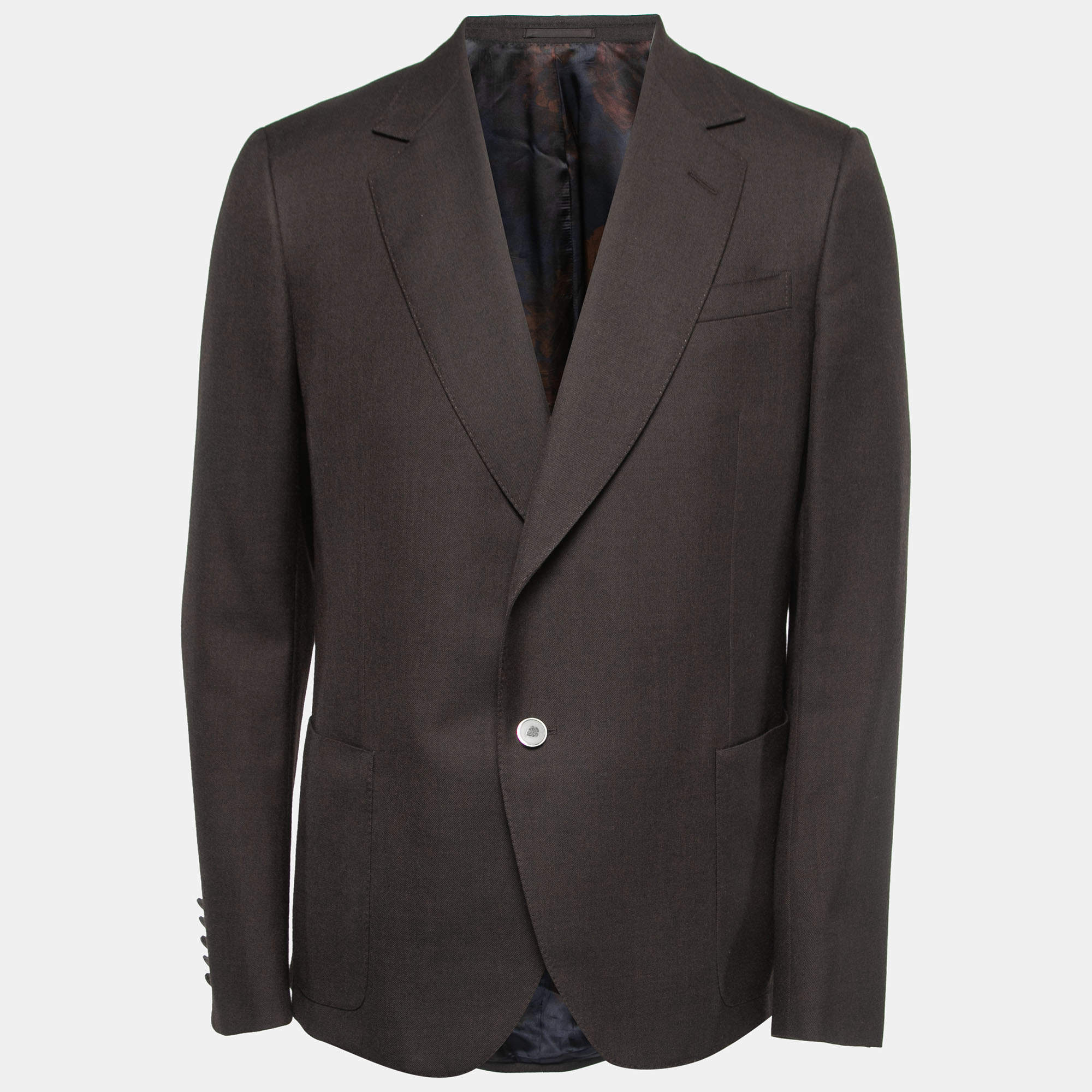 Gucci Dark Brown Wool Blend Single Breasted Blazer XL
