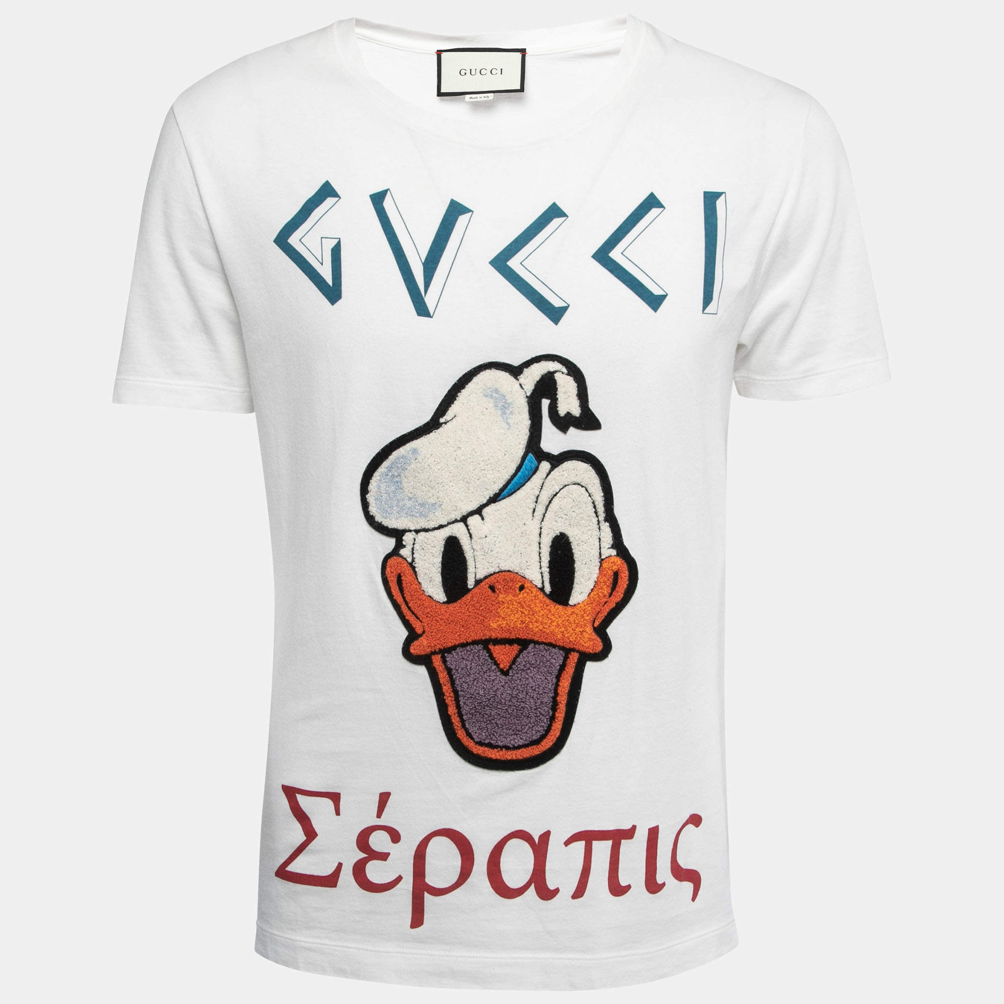 Pre Owned Gucci White Embroidered Cotton Knit Crew Neck T-Shirt XS