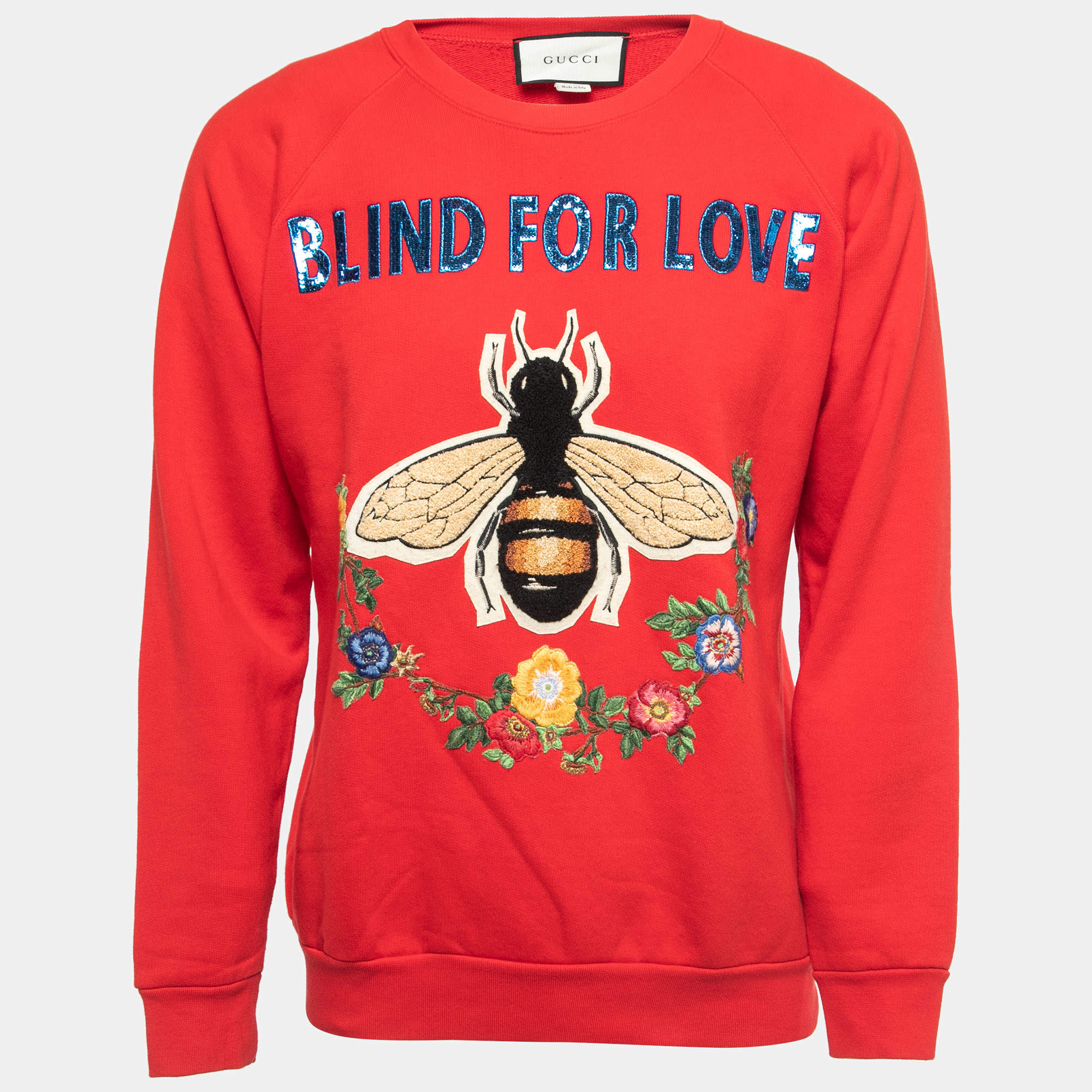 Gå forud Diplomati kartoffel Gucci Red Cotton Blind For Love Bee Embroidered Sweatshirt M Gucci | TLC