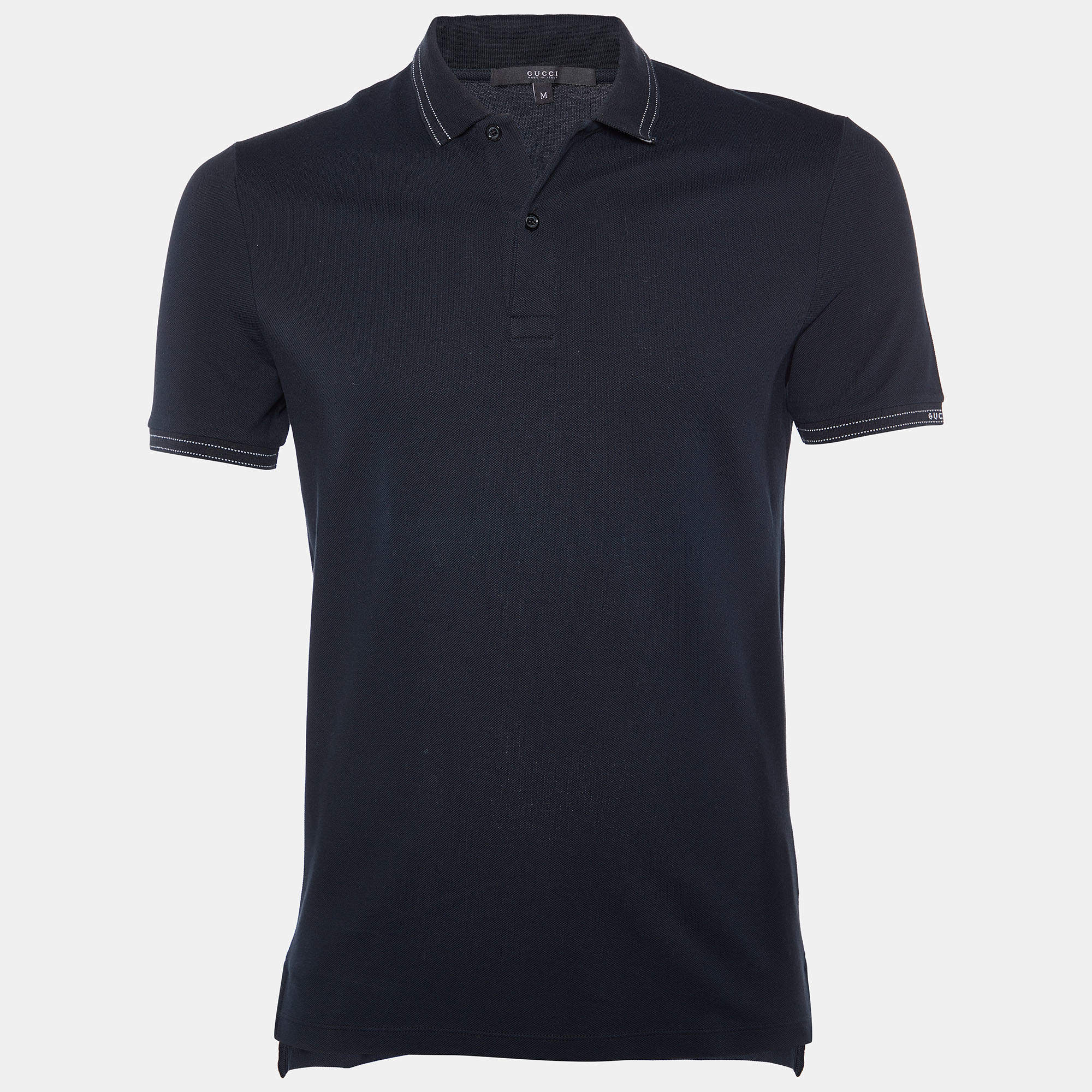 Gucci Black Cotton Pique Polo T-Shirt M