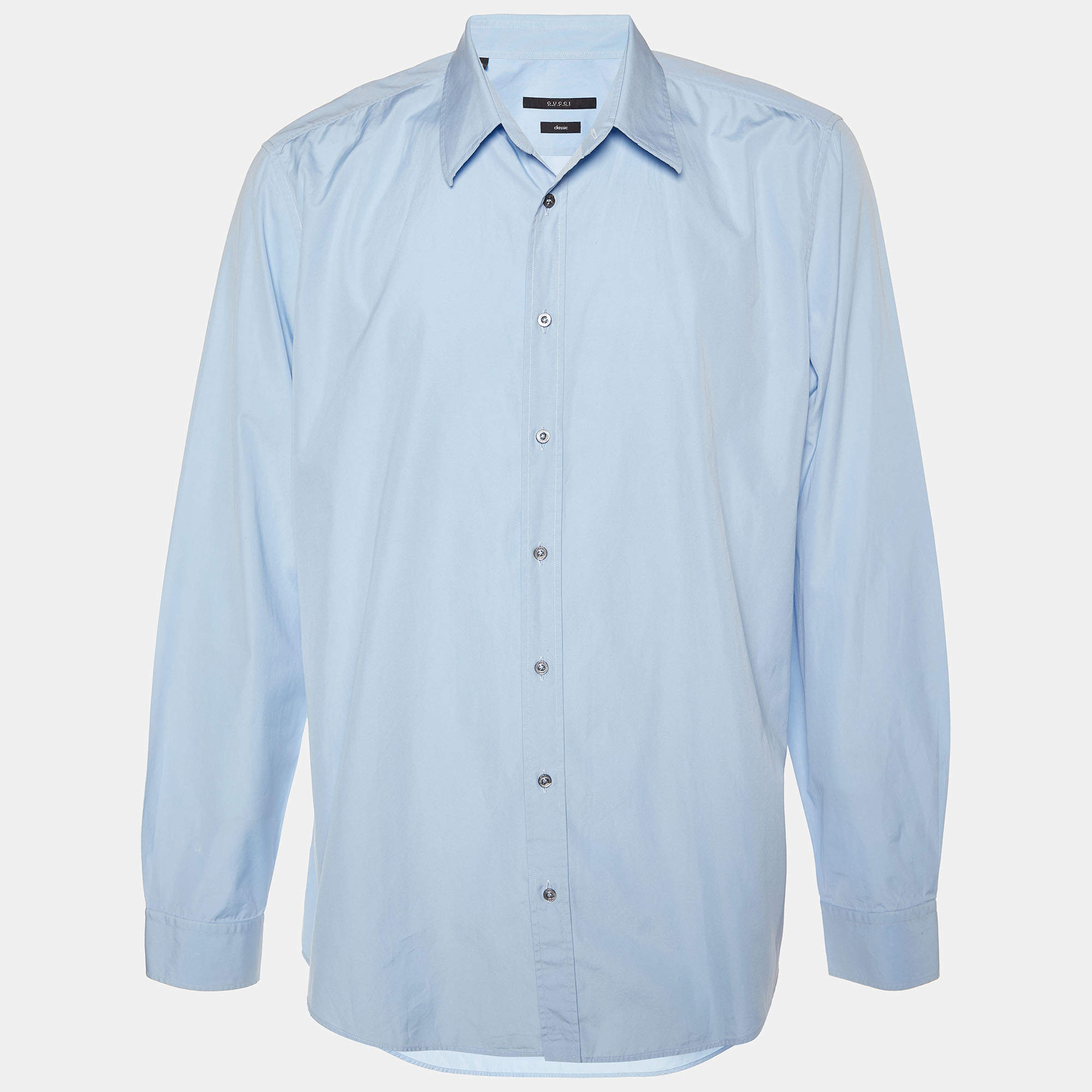Pre Owned Gucci Blue Cotton Classic Fit Shirt 4XL