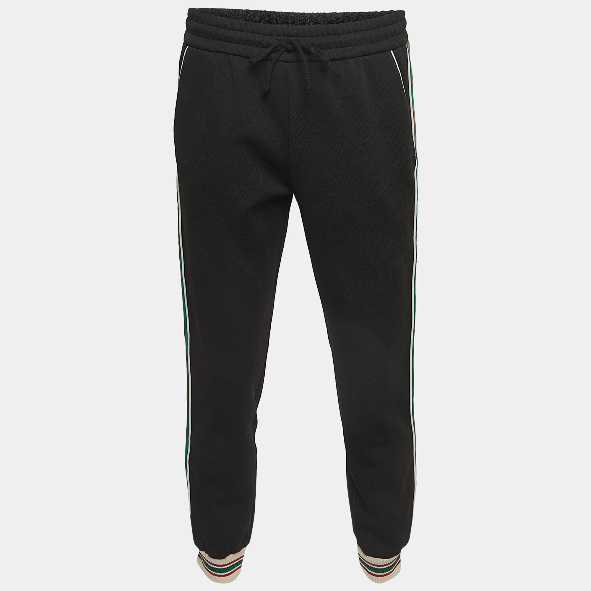 Gucci Black GG Patterned Knit Side Stripe Detailed Joggers S