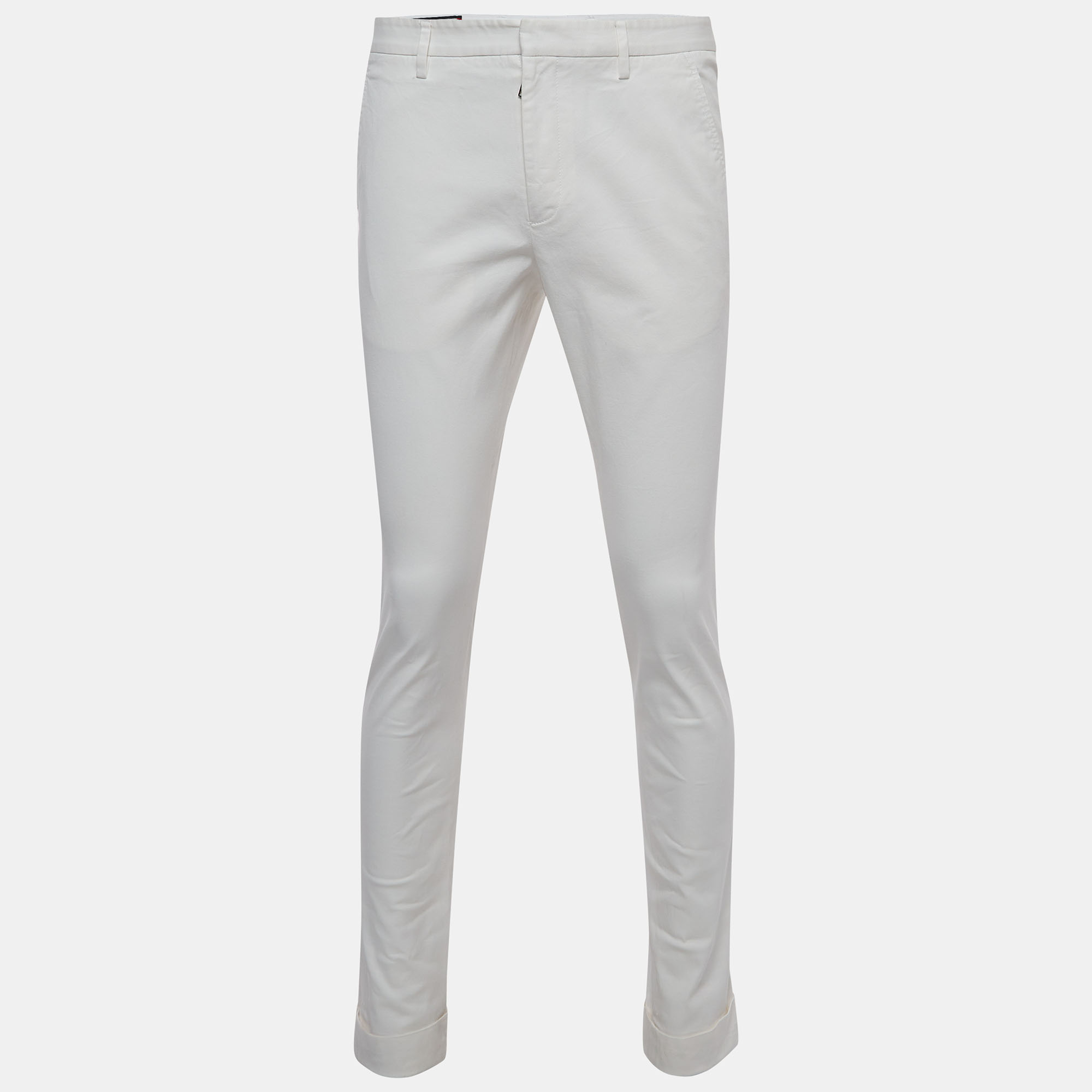 Gucci White Cotton Riding Slim Fit Trousers M