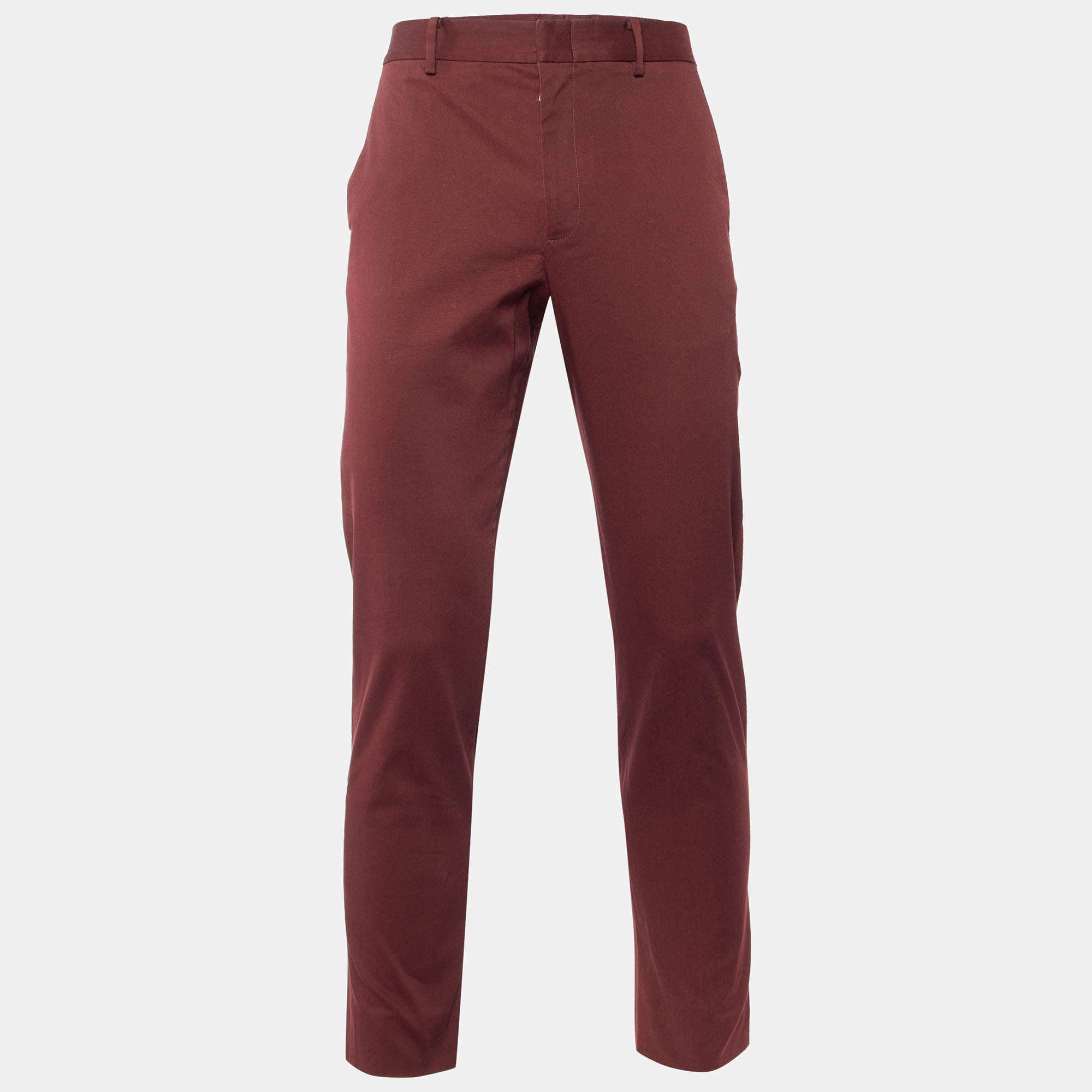 Gucci Burnt Maroon Cotton Slim Fit Trousers M