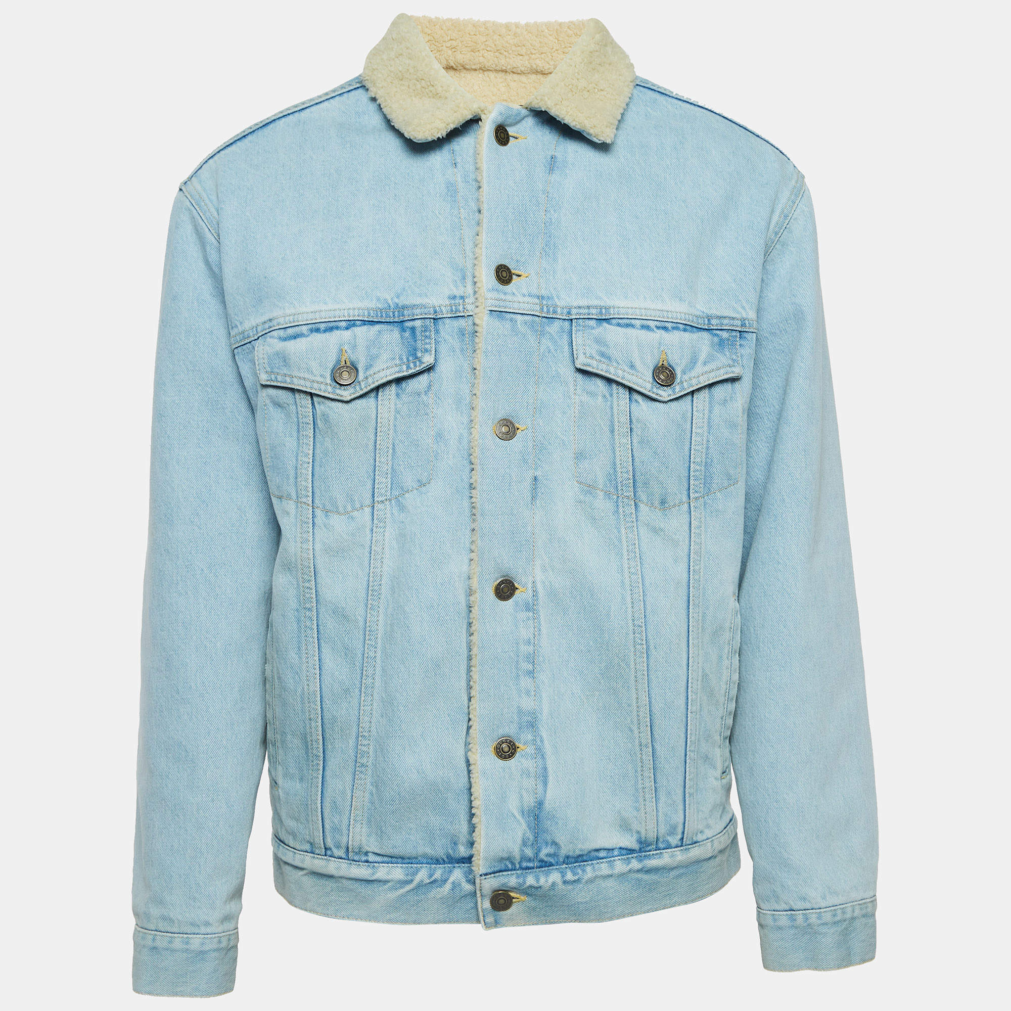 Gucci Embroidered Denim Jacket in Blue for Men | Lyst