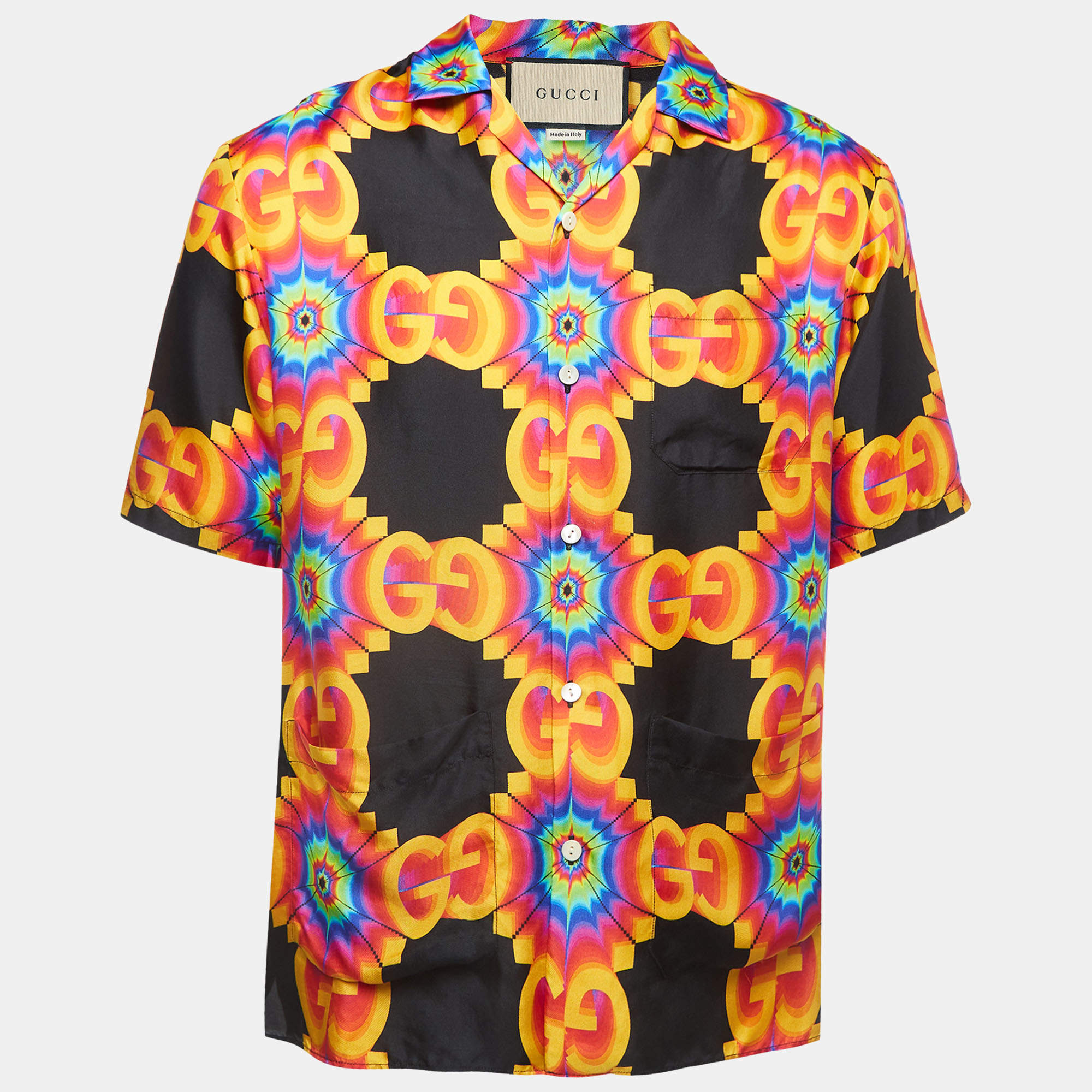 Gucci Multicolor GG Kaleidoscope Silk Short Sleeves Shirt S