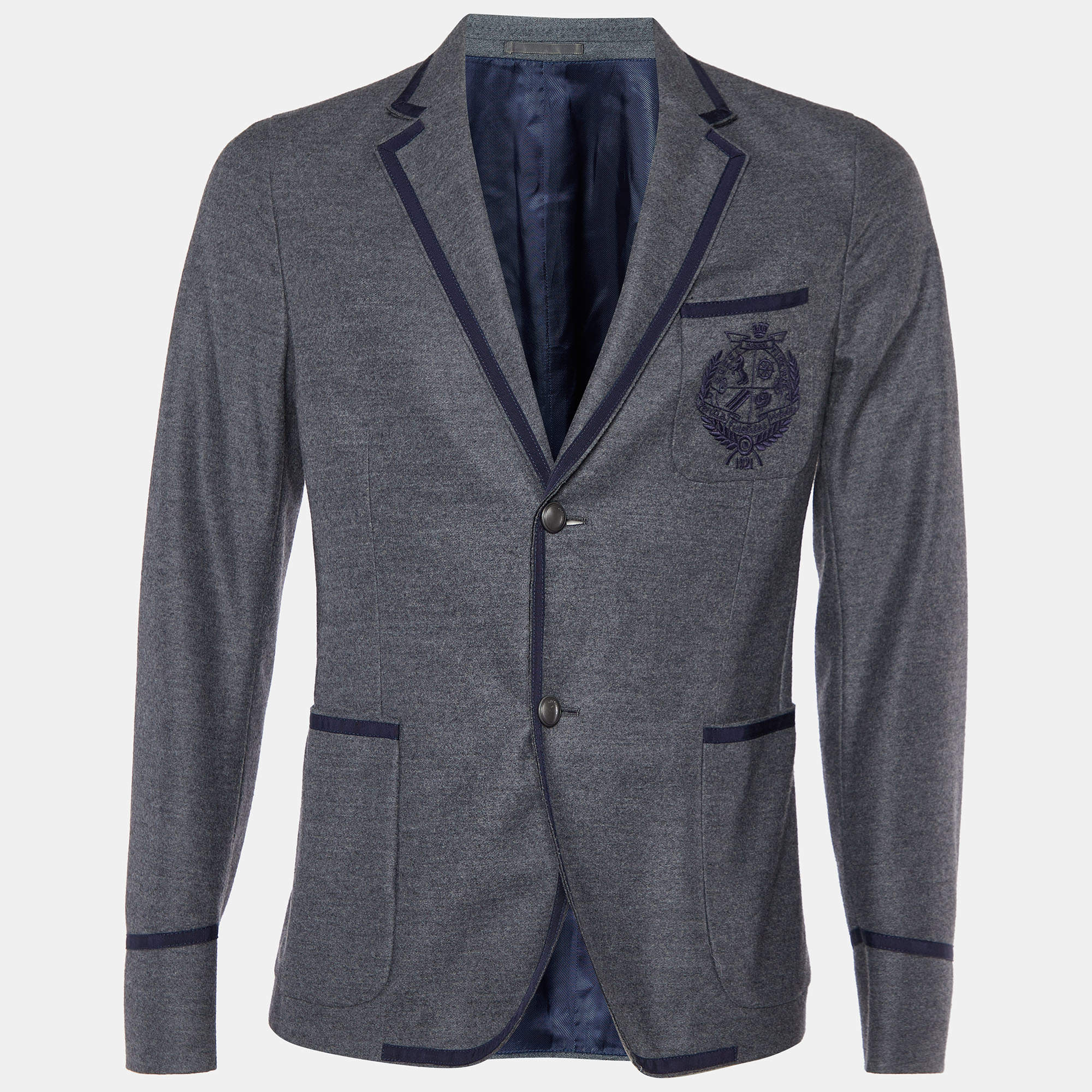 Gucci Grey Wool Jersey Button Front Jacket M