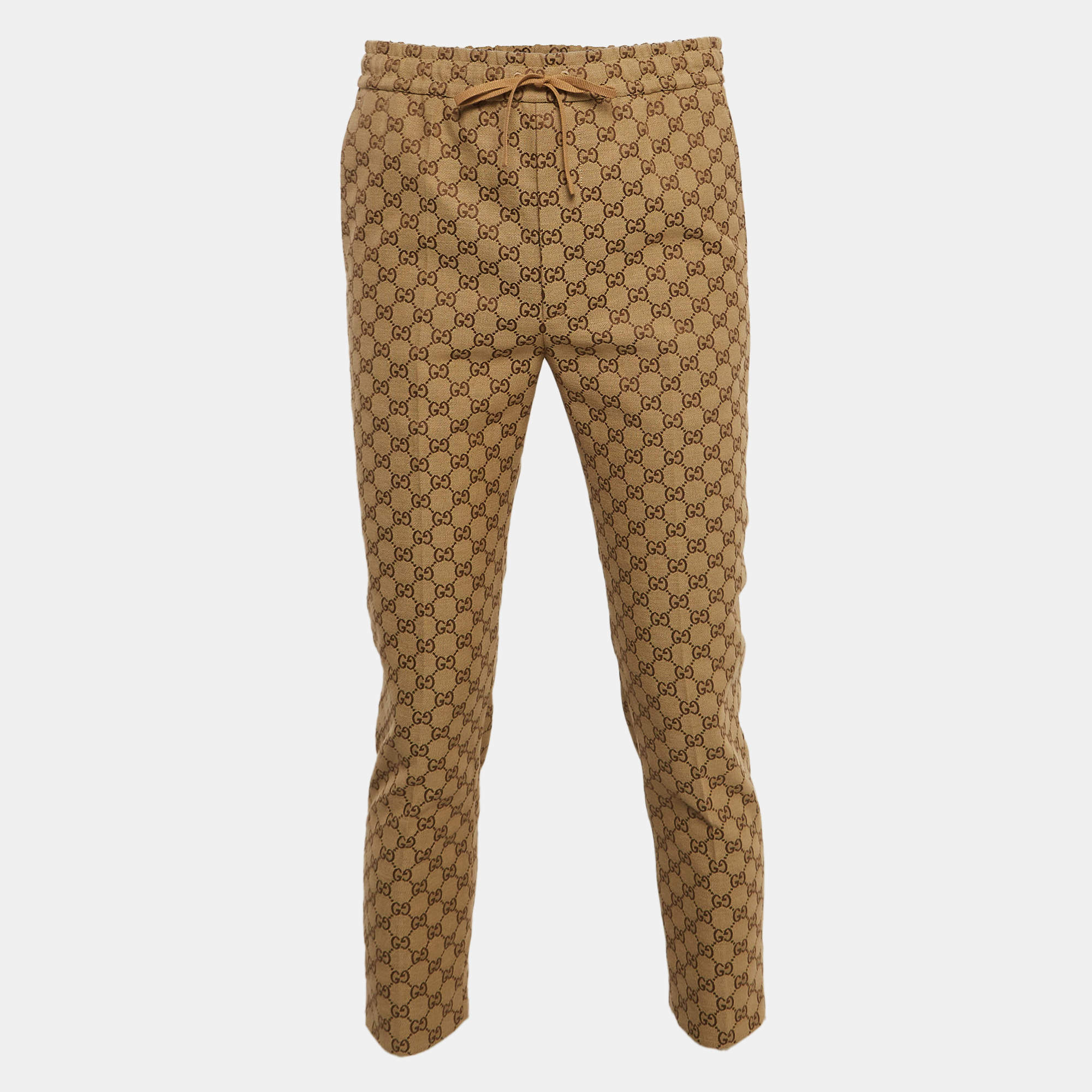 Gucci Brown GG Web Canvas Pants XS