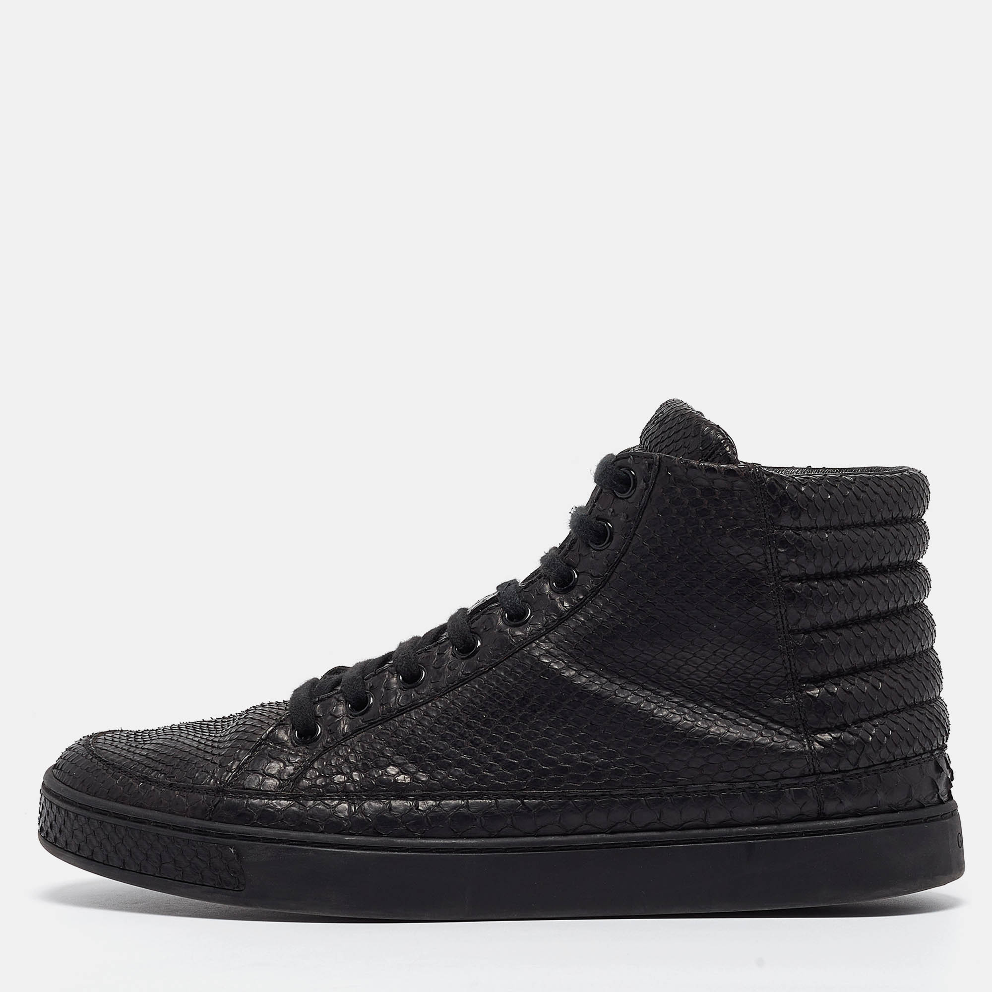 Gucci Black Python High Top Sneakers Size 42.5