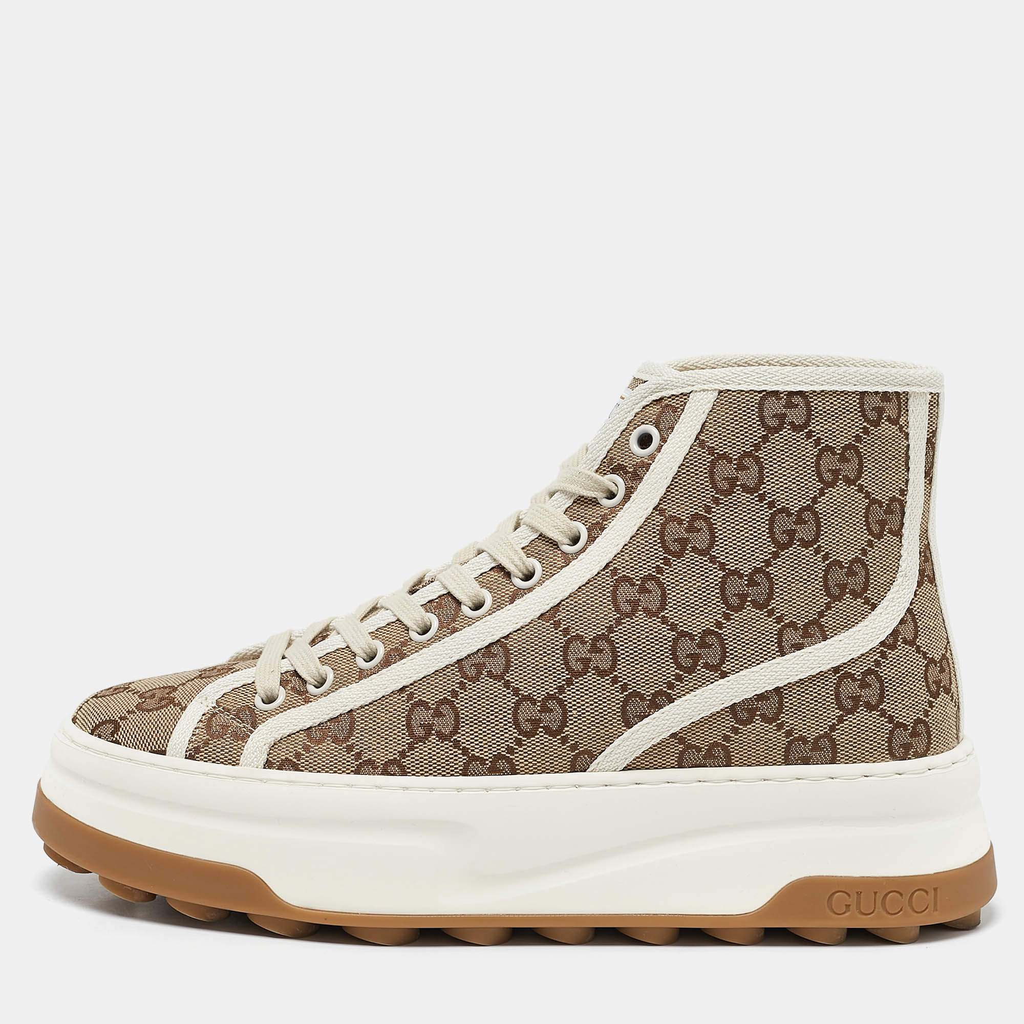 Gucci Beige GG Canvas Tennis 1977 Treck Sneakers Size 39