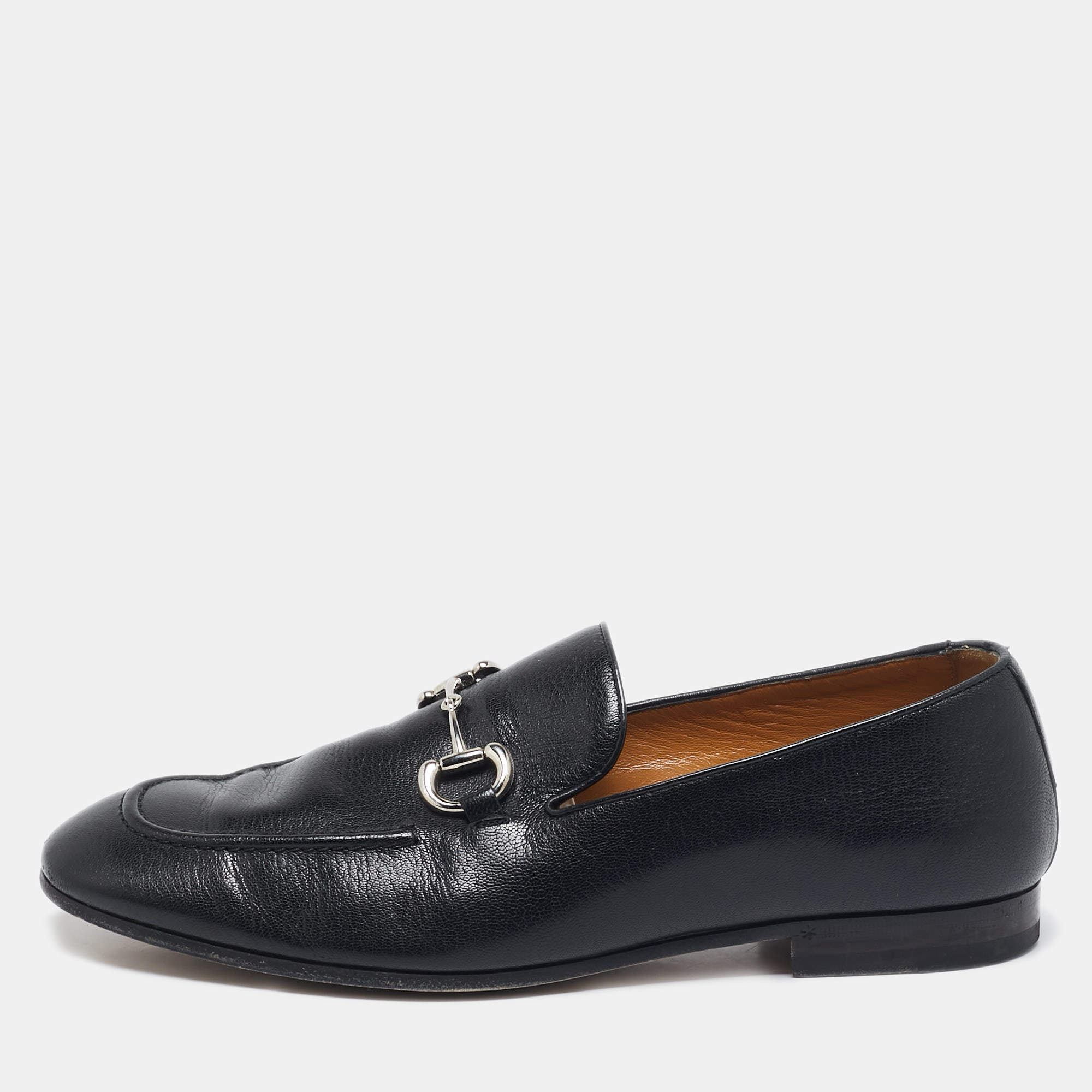 Pre Owned Gucci Black Leather Horsebit Donnie Loafers Size 43