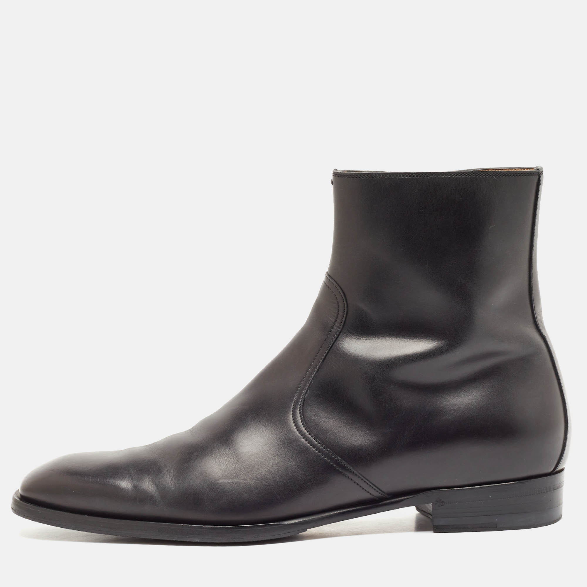 Gucci Black Leather Ankle Length Boots Size 43.5