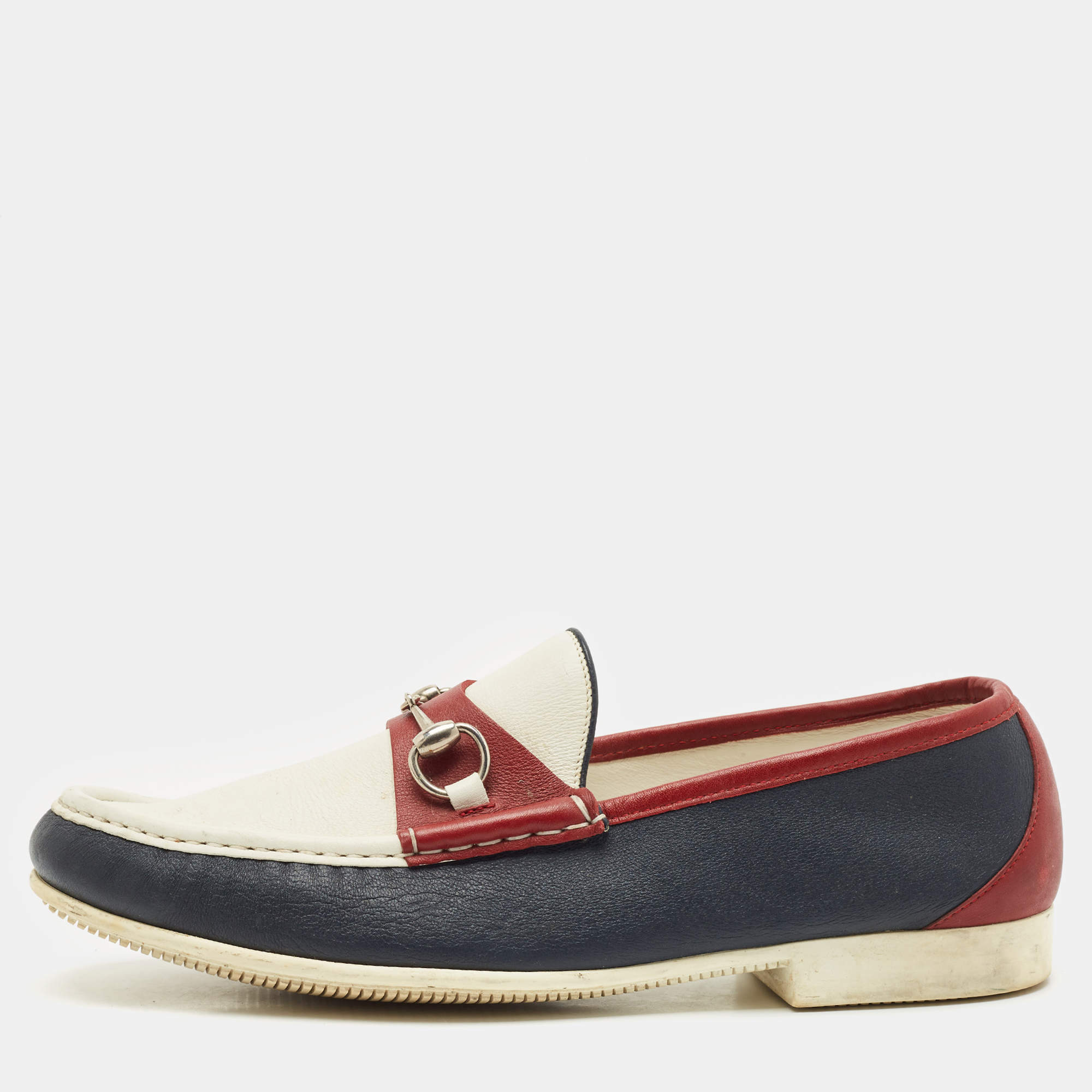Gucci Multicolor Leather Horsebit Slip On Loafers Size 45