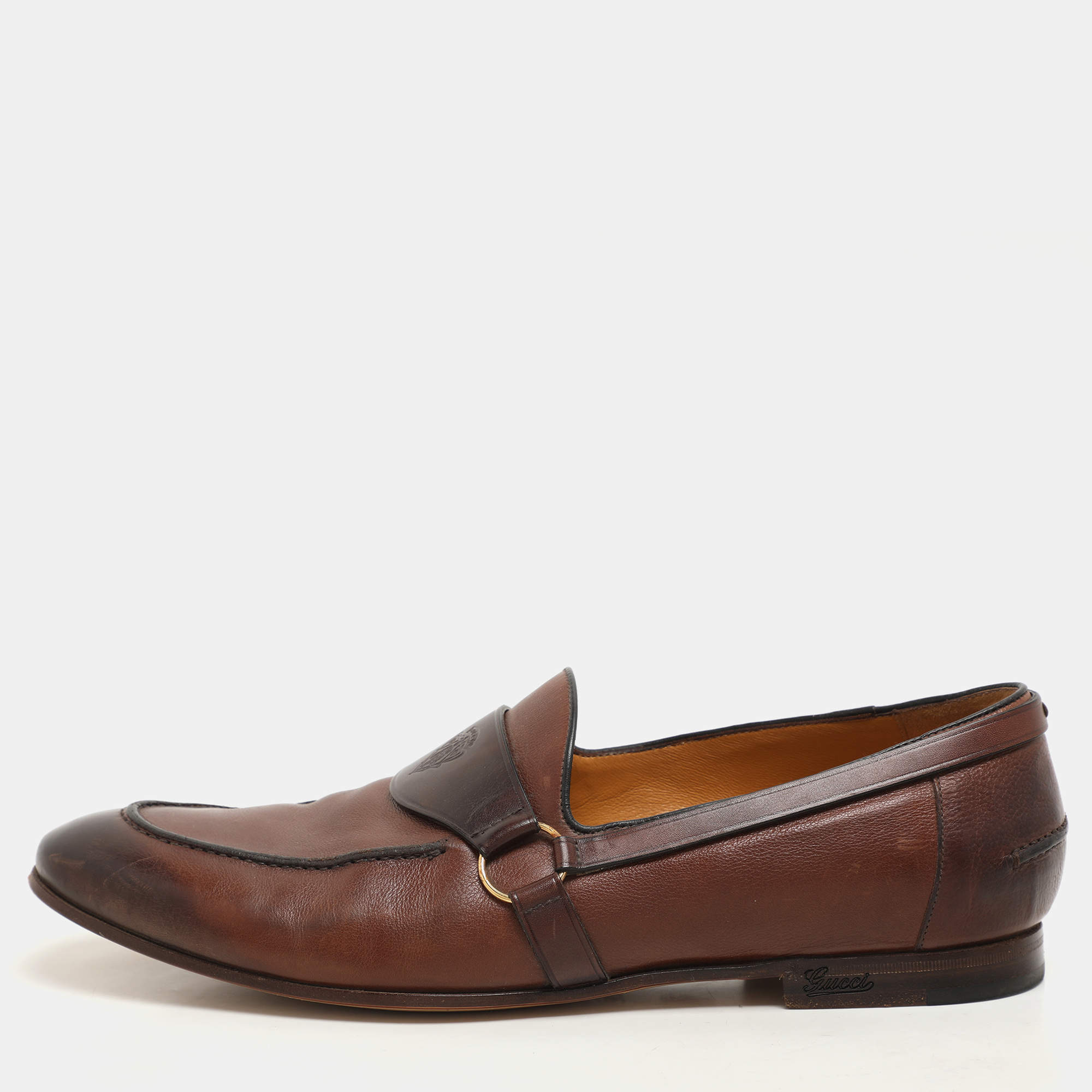 Gucci Brown Leather Hysteria Loafers Size 42