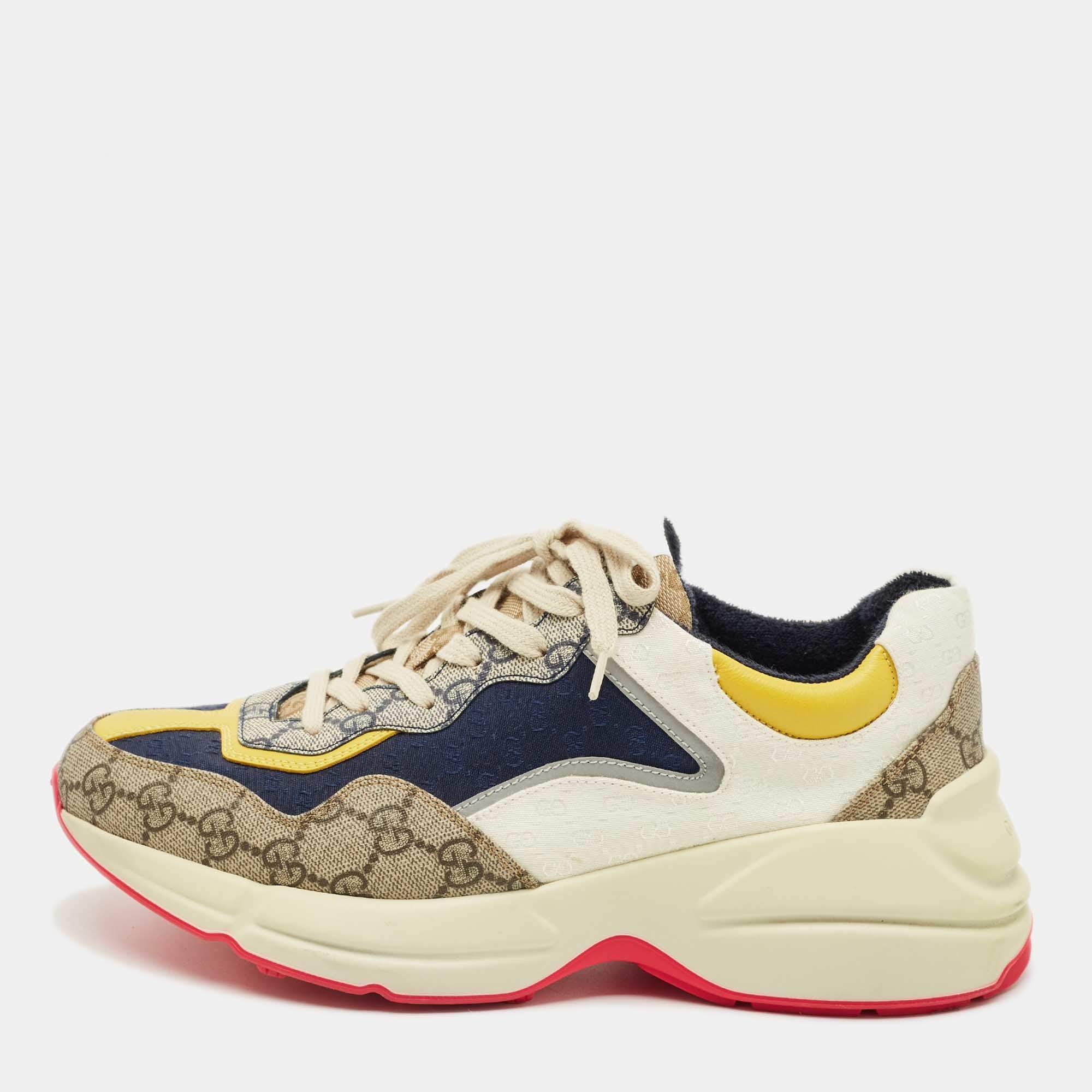 Pre Owned Gucci Multicolor GG Supreme Canvas Rhyton Sneakers Size 41
