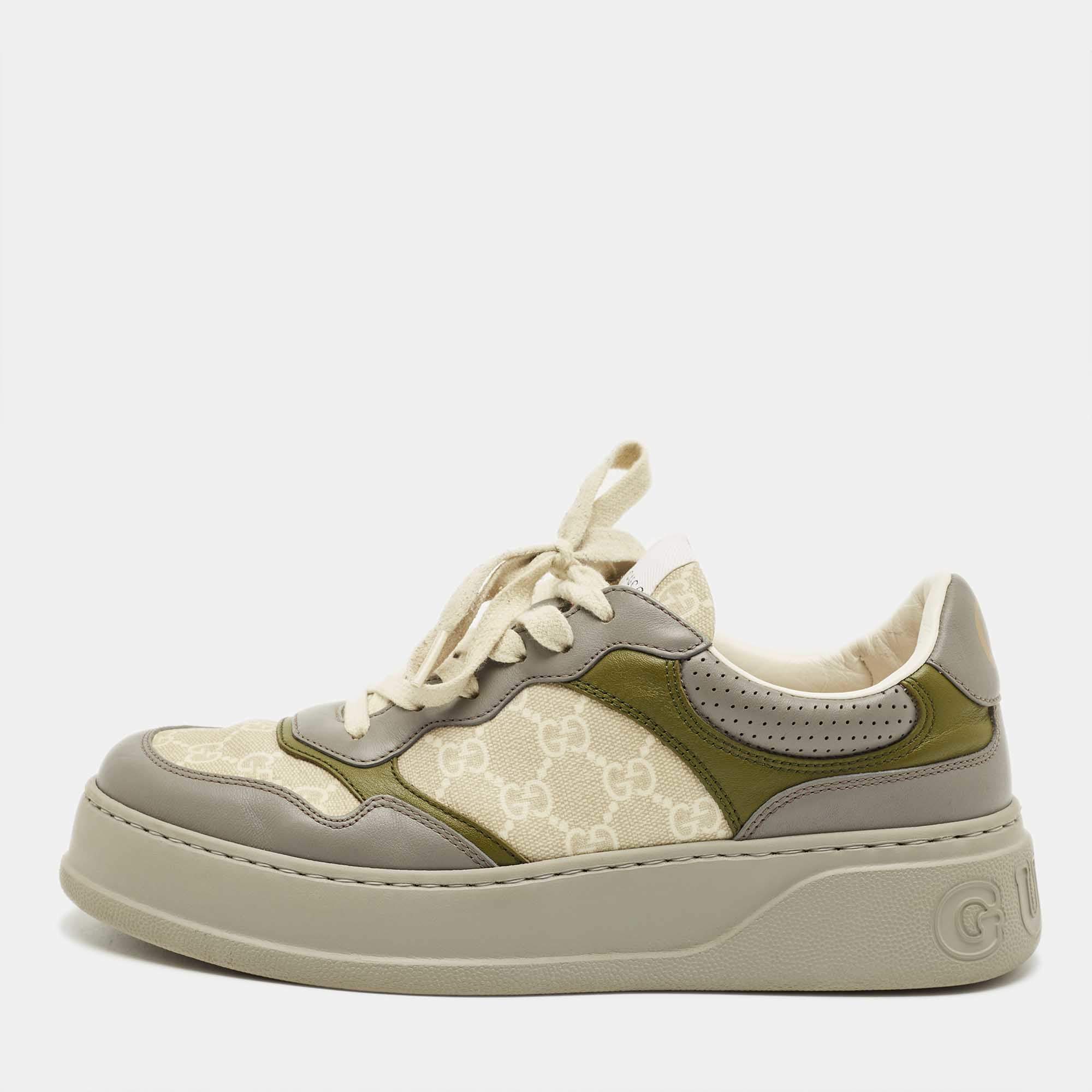 مملوكة مسبقًا Gucci Multicolor Canvas and Leather Chunky B Low Top Sneakers Size 41.5