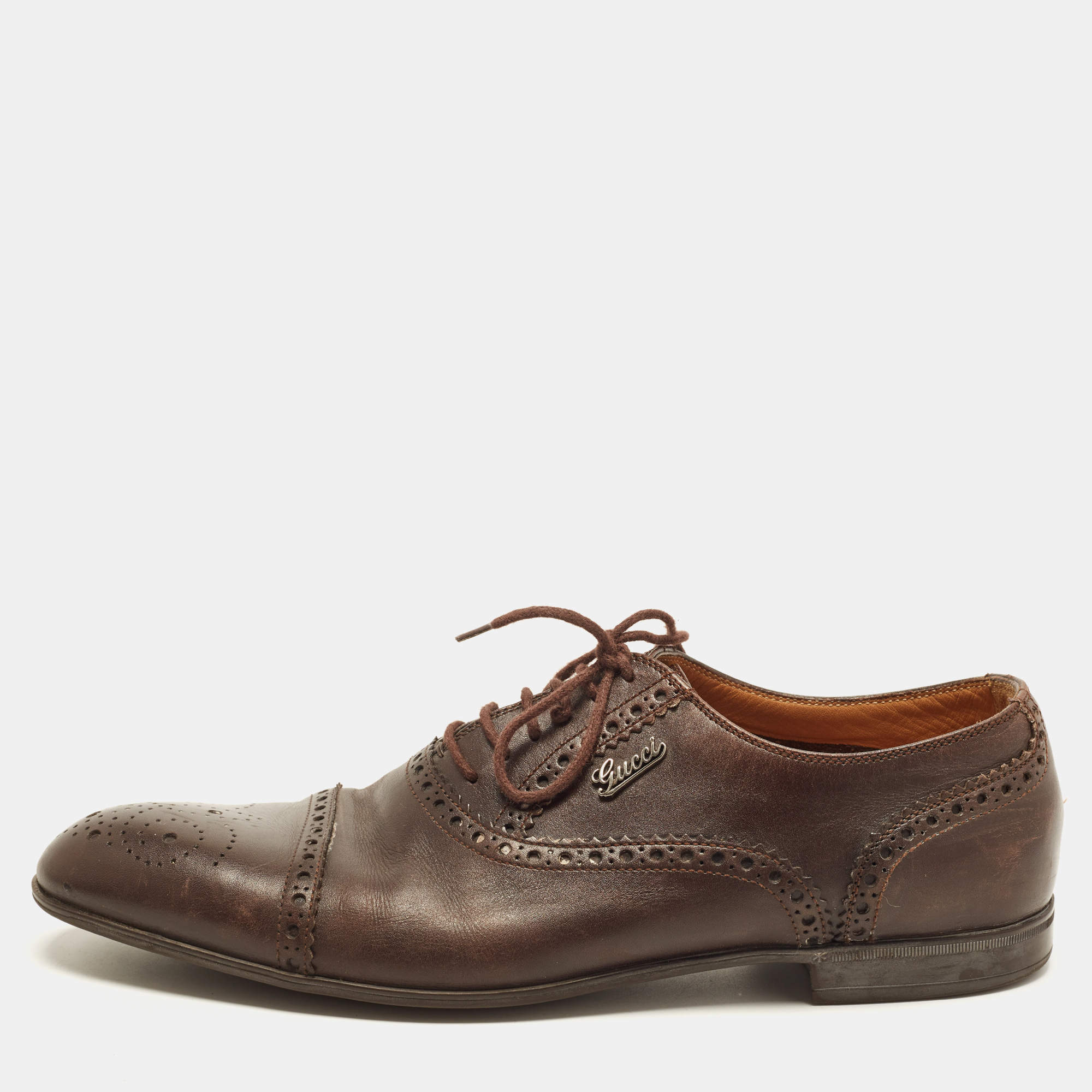 مملوكة مسبقًا Gucci Size 40.5 Brown Leather Brogues