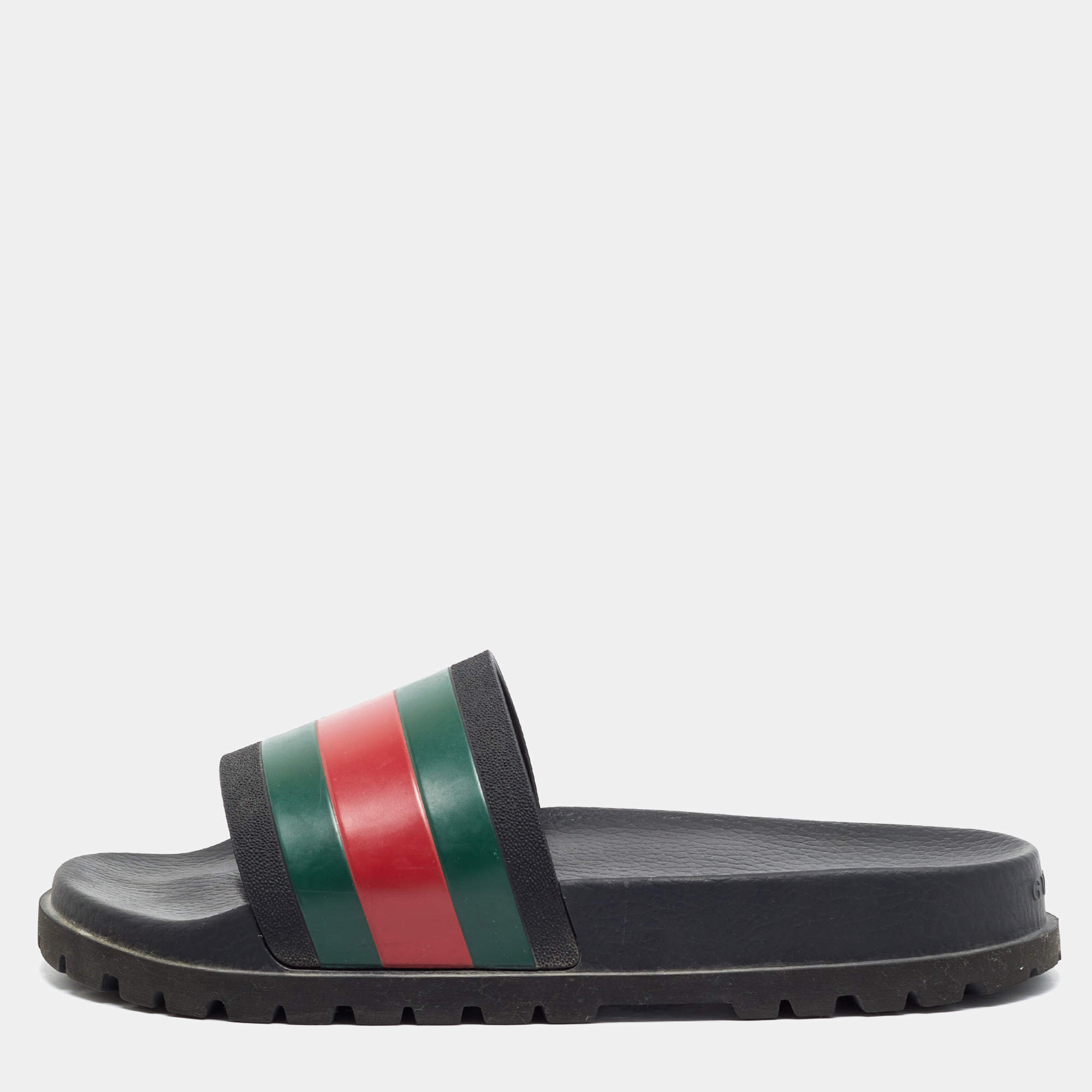 Pre Owned Gucci Size 47 Multicolor Rubber Pool Slides