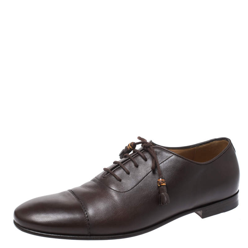 Gucci Dark Brown Leather Oxfords Size 42.5