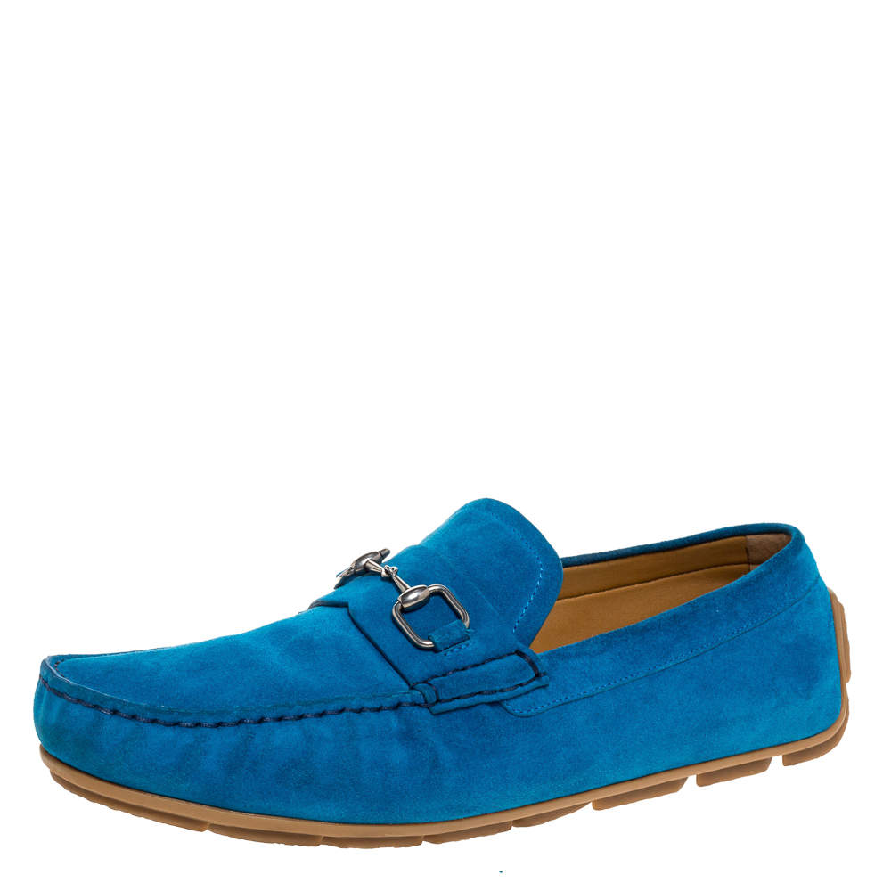 Gucci Blue Suede Leather Horsebit Slip On Loafers Size 43.5 Gucci | The ...
