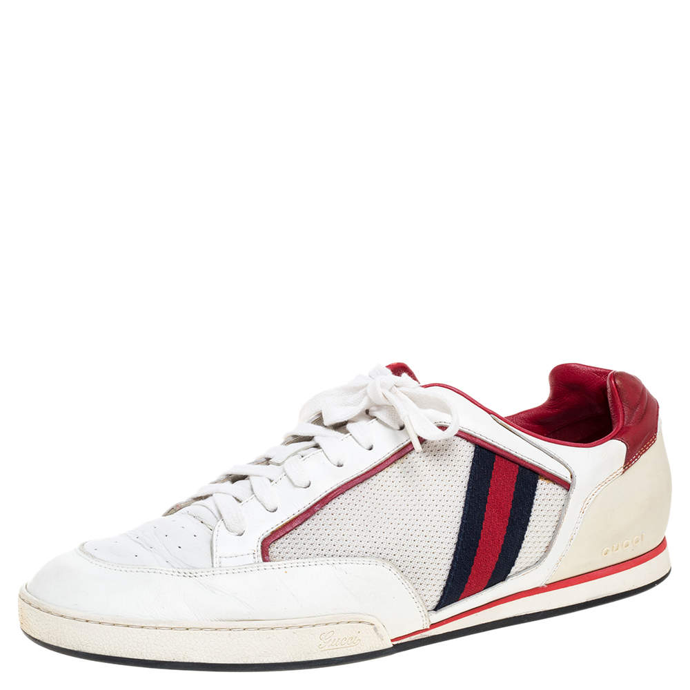 Gucci White Web Leather and Mesh 83 Up Sneakers Size 45 Gucci | TLC