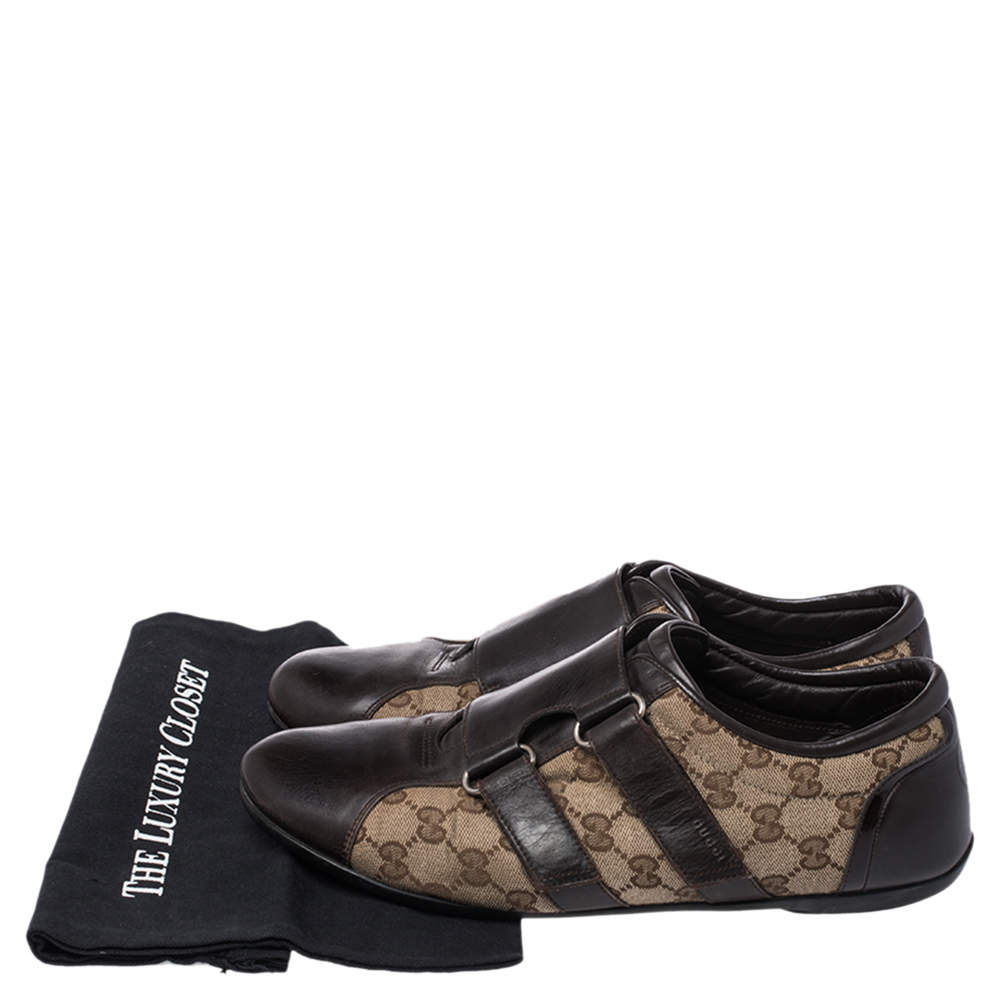 Gucci, Shoes, Gucci Guccissima Gg Leather Sneaker Shoes Velcro Strap 9835  Monogram Buckle 43