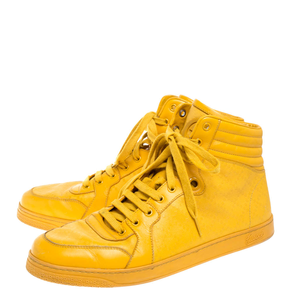 Shah Kortfattet bold Gucci Yellow Diamante Leather High Top Sneakers Size 44 Gucci | TLC