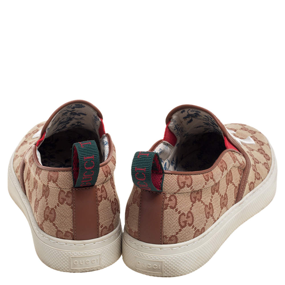 Gucci Men's Beige GG Canvas NY Yankees Patch Slip On Sneakers