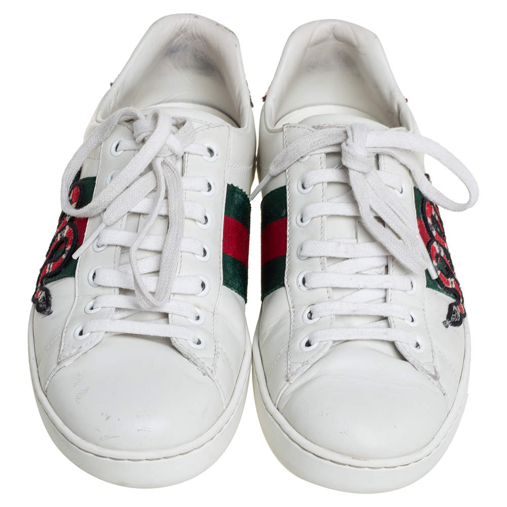 Gucci White Leather Snake Sneakers Size 39.5 Gucci TLC