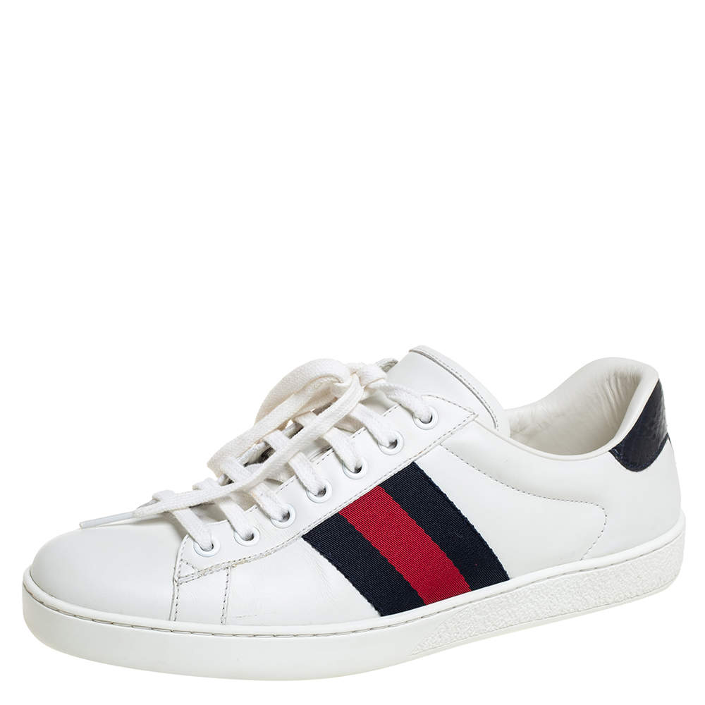 Pre Owned Gucci White Leather  Ace Low Top Sneakers Size 40 