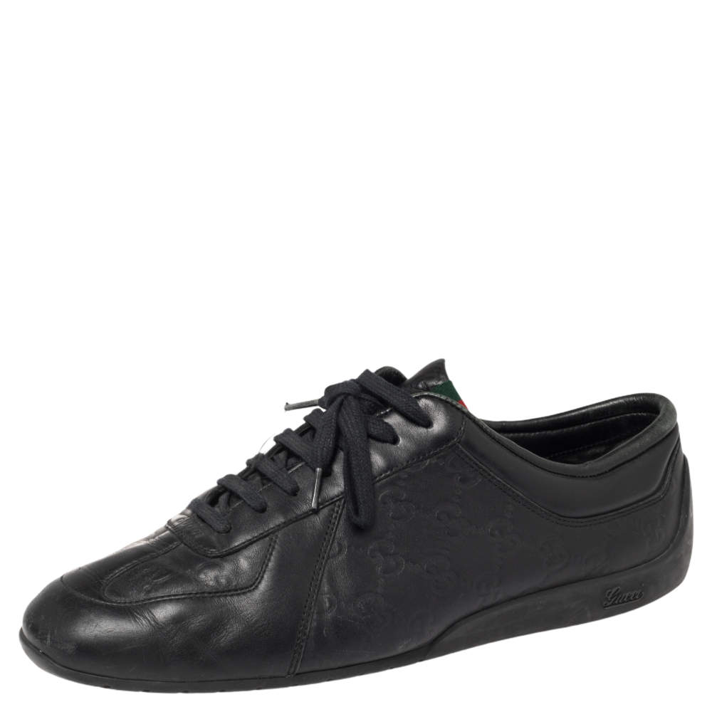 مملوكة مسبقًا حذاء رياضي غوتشي جلد غوتشيسيما أسود منخفض من أعلى مقاس 42.5