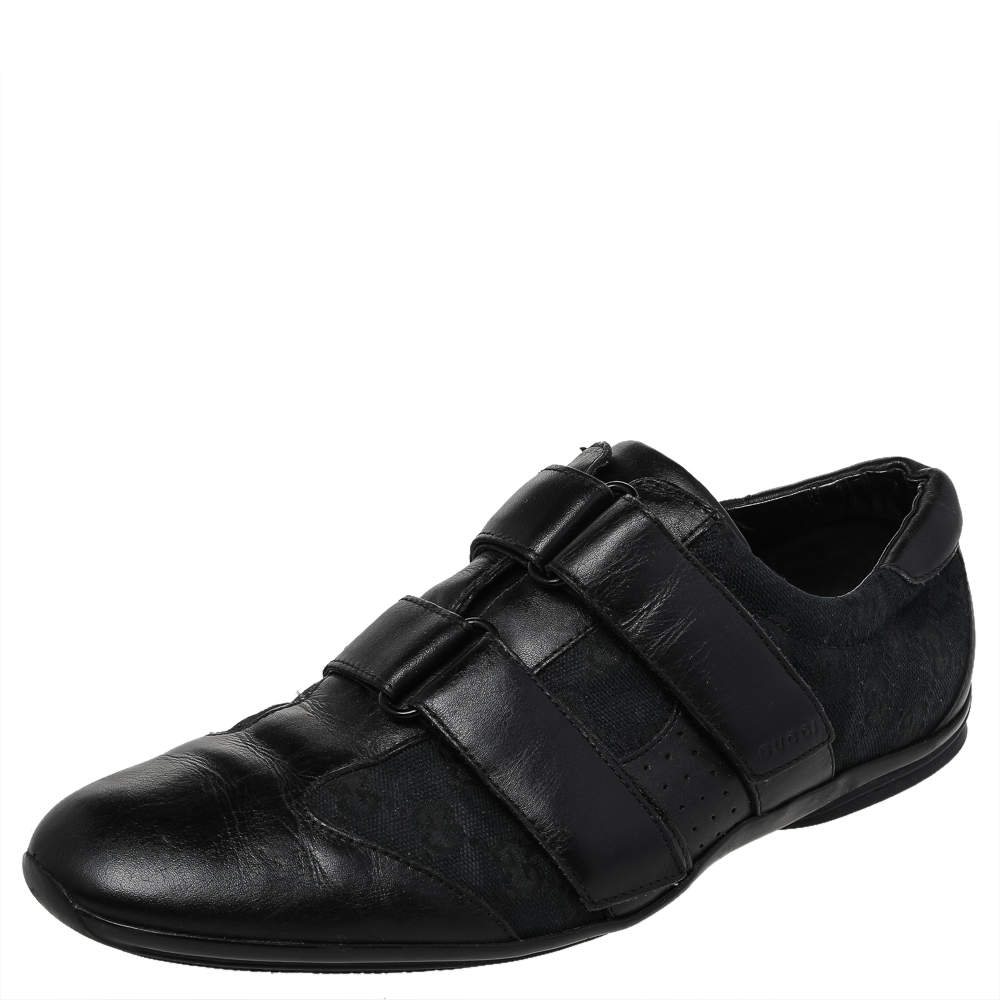 Gucci Black GG Canvas and Leather Velcro Sneakers Size 41.5