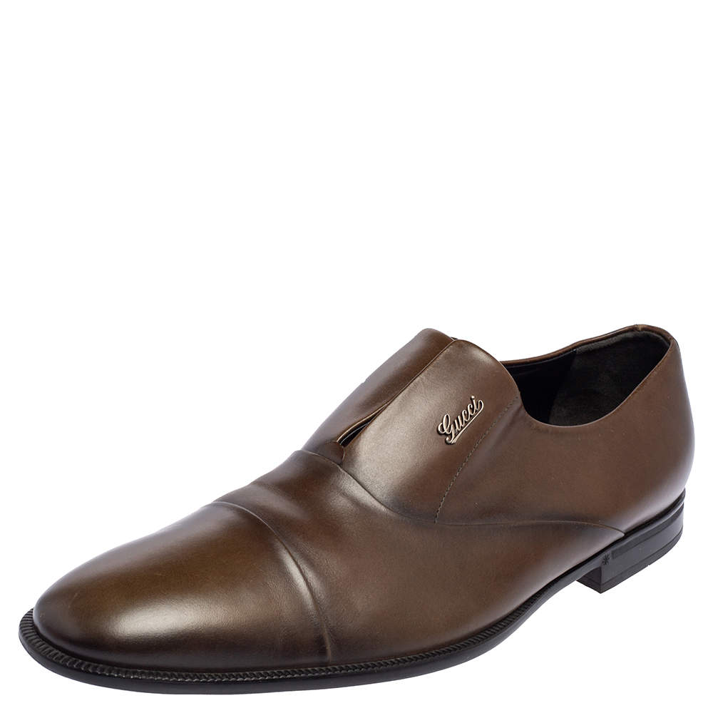 Gucci Army Green Leather Wing Tip Derby Size 44