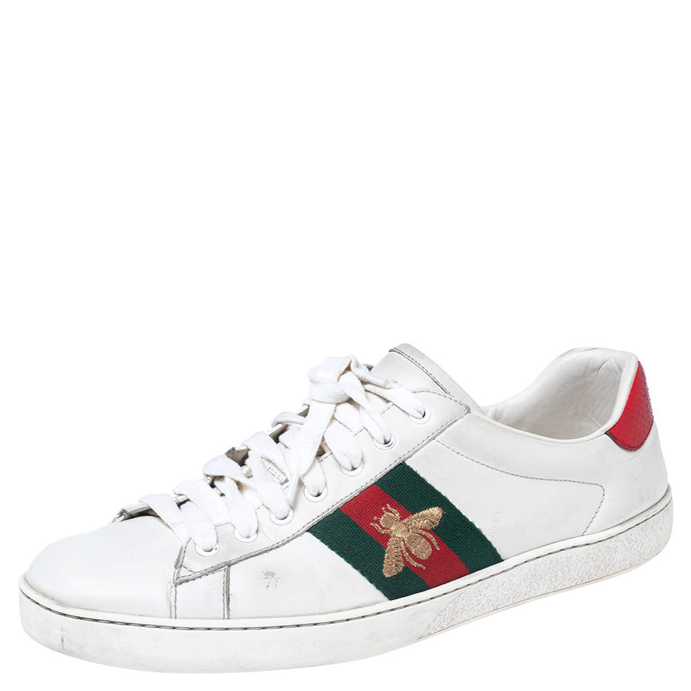 Gucci White Leather Web Ace Low Top Sneakers Size 45.5 Gucci | The ...