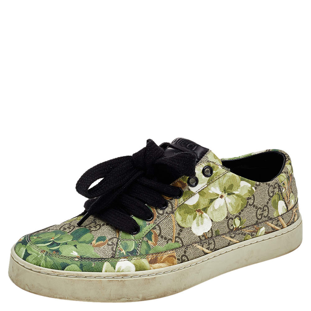Gucci Multicolor Blooms Print GG Supreme Canvas Low Top Sneakers Size 40