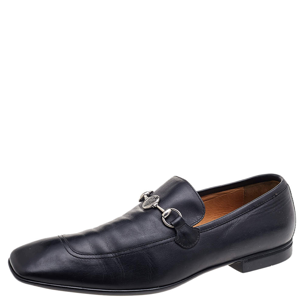 Gucci Black Leather Hysteria Horsebit Slip On Loafers Size 43.5