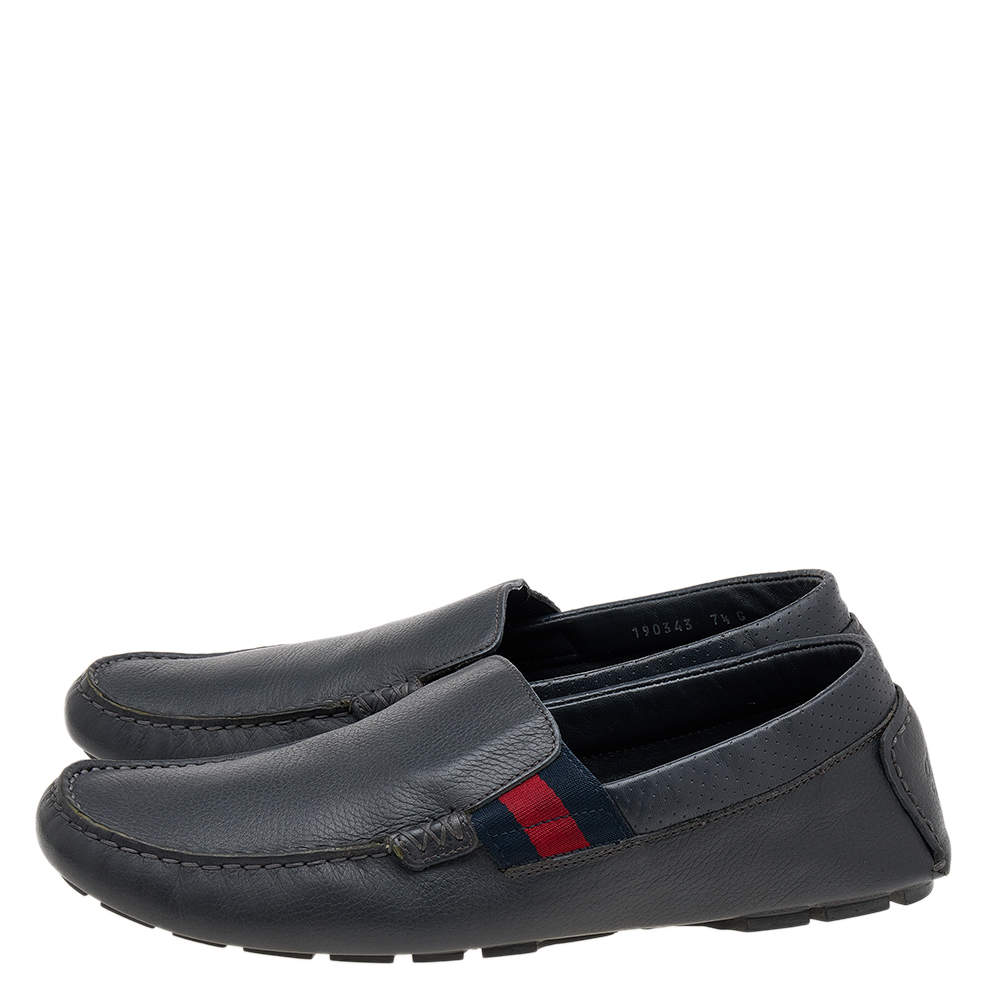 Gucci Leather Loafer With Gg Web' In Black, ModeSens