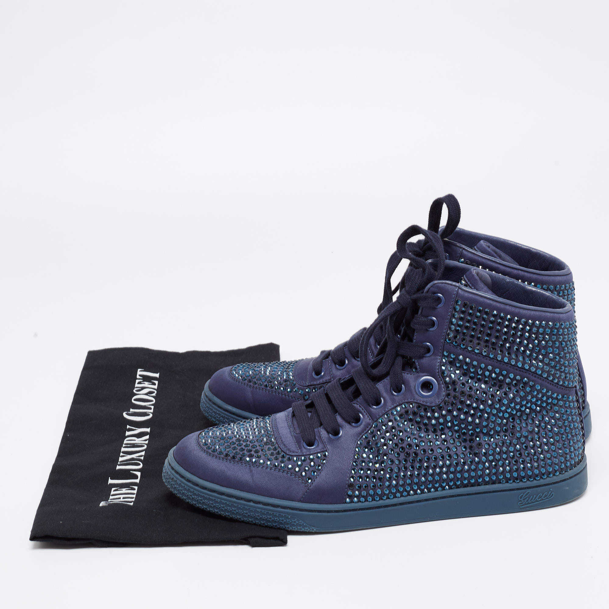Gucci High-top Sneaker With Crystal Studs in Blue for Men