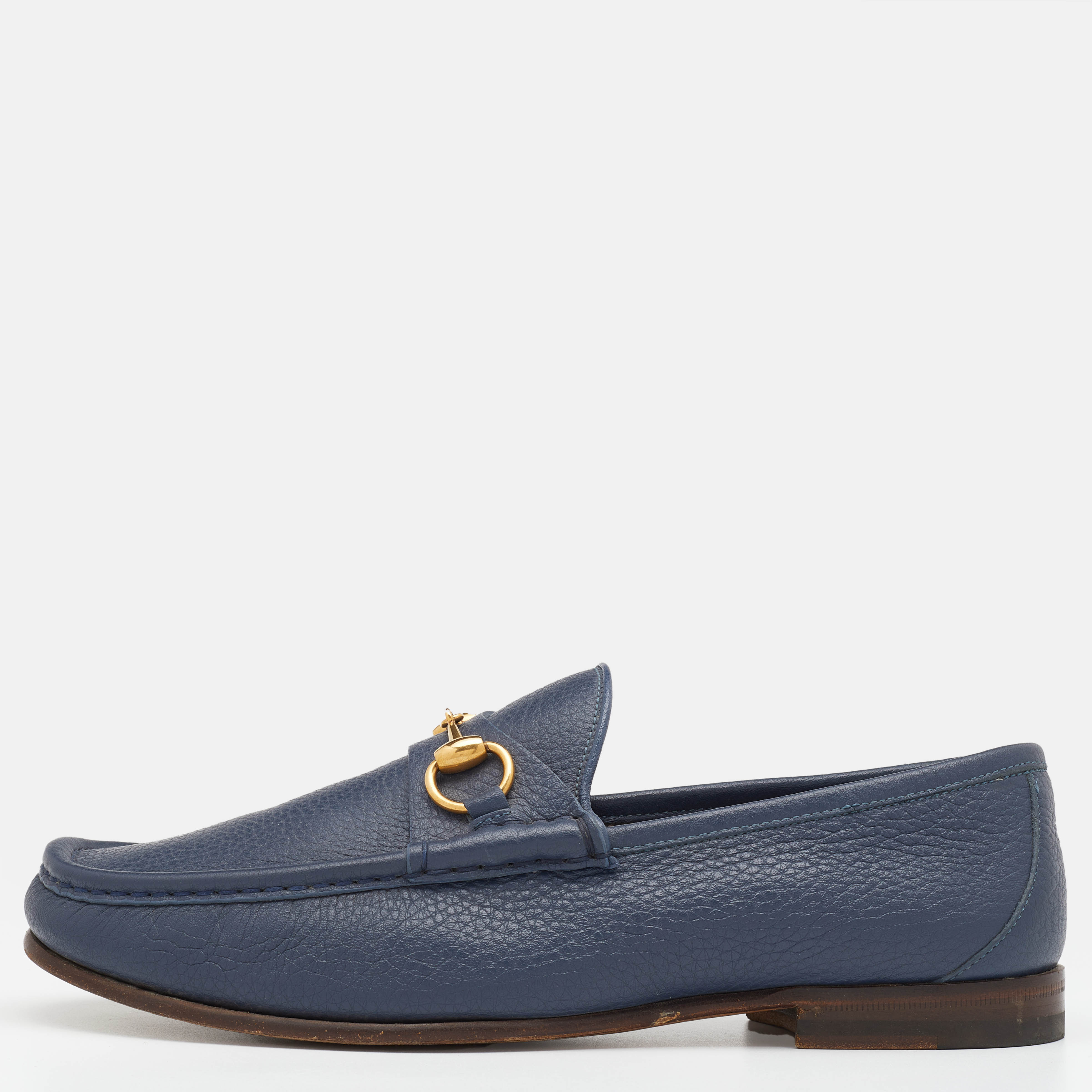 مملوكة مسبقًا Gucci Blue Leather Horsebit Loafer Size 41